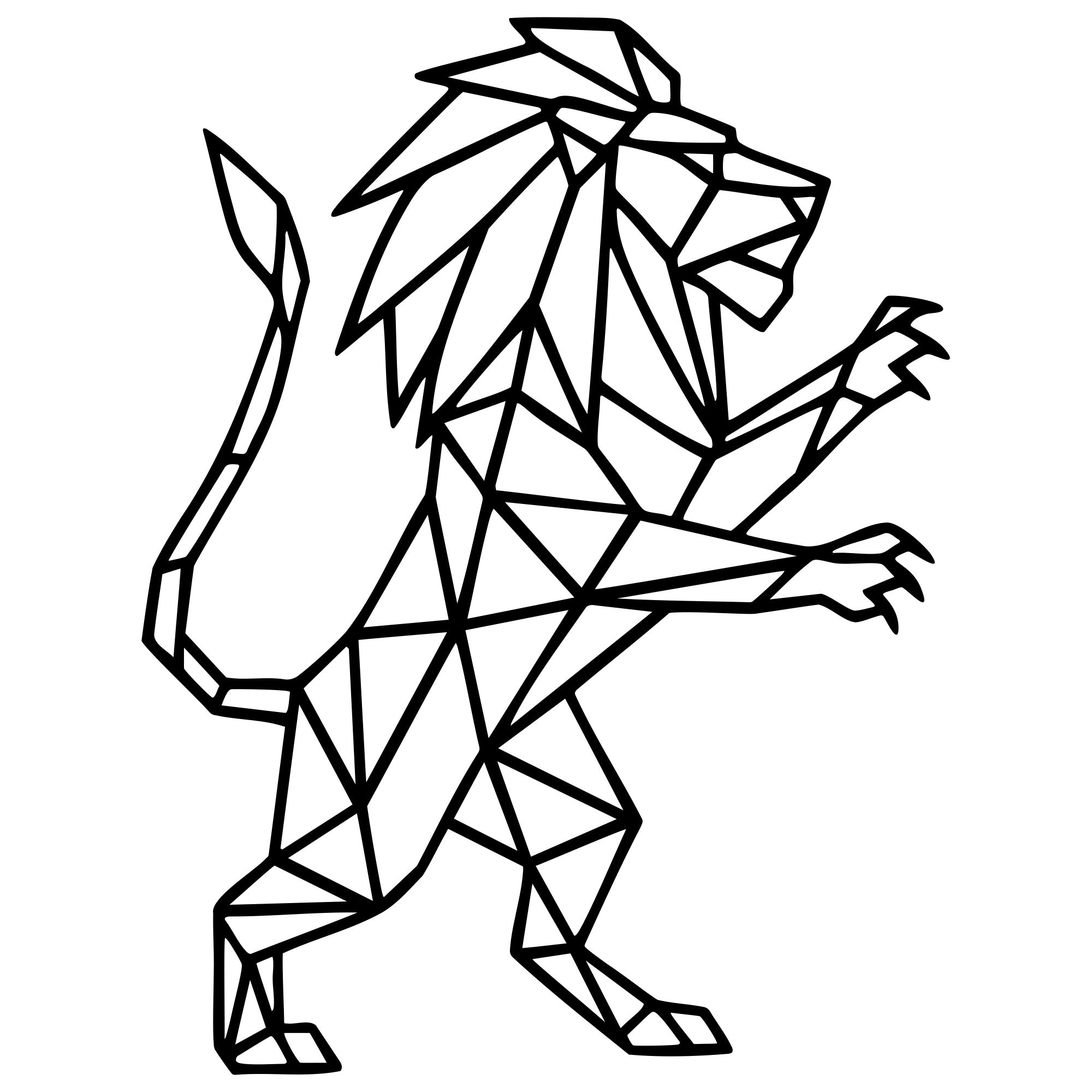 Geometric Lion DXF File – CNC Cutting Design | AWLION516