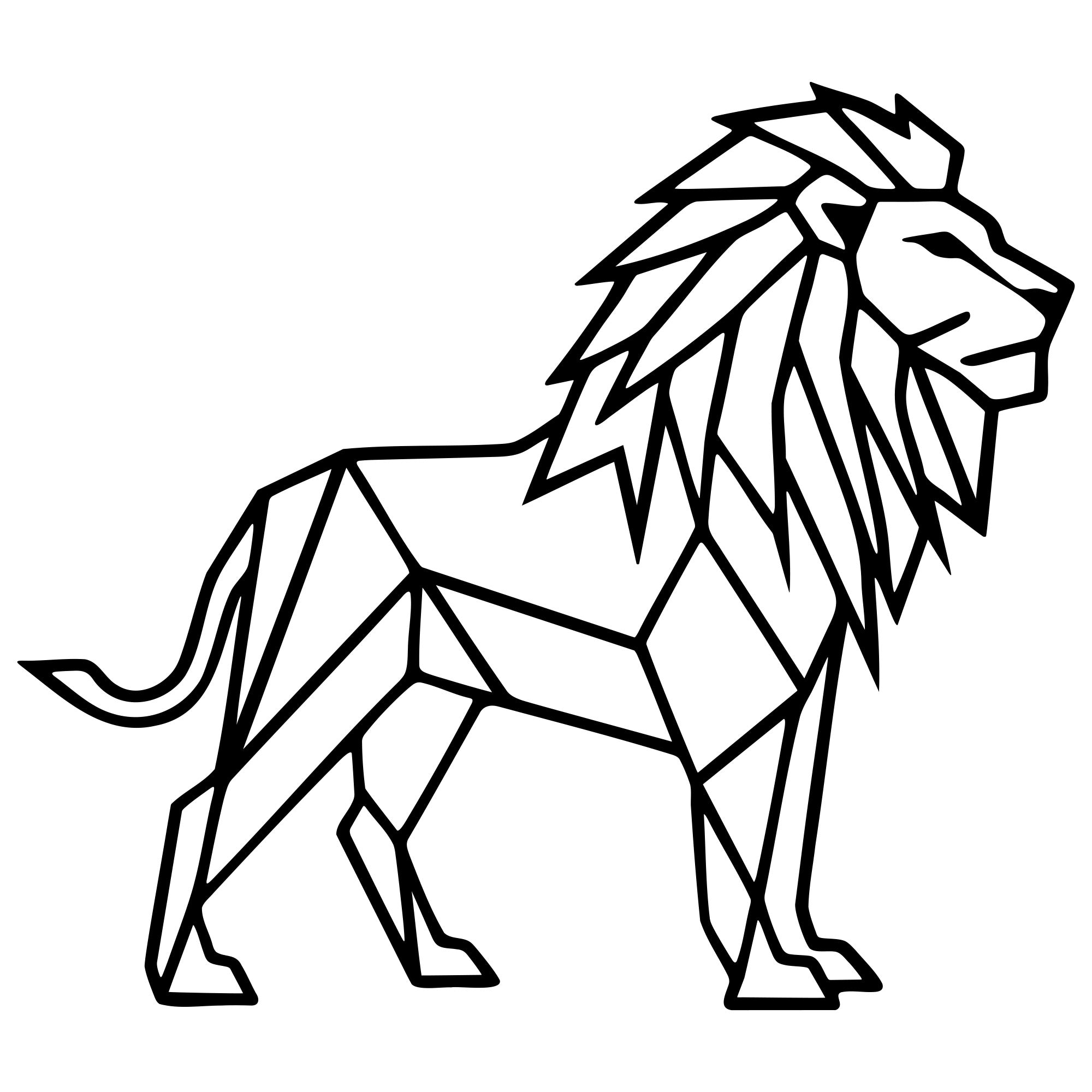 Geometric Lion DXF File – CNC Cutting Design | AWLION517