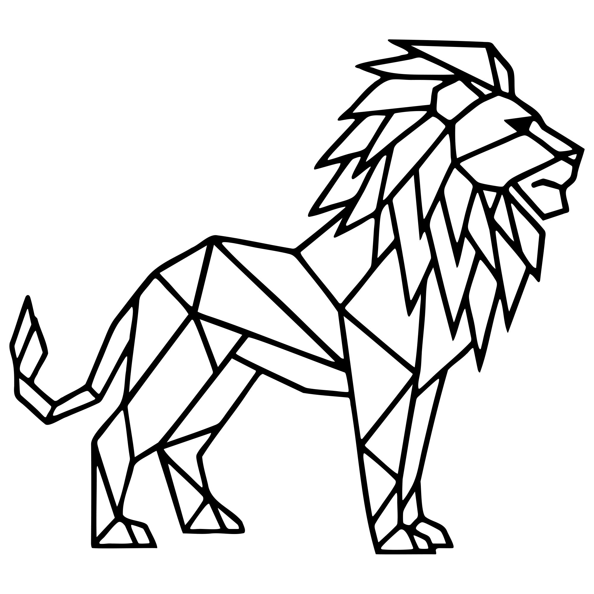 Geometric Lion DXF File – CNC Cutting Design | AWLION520