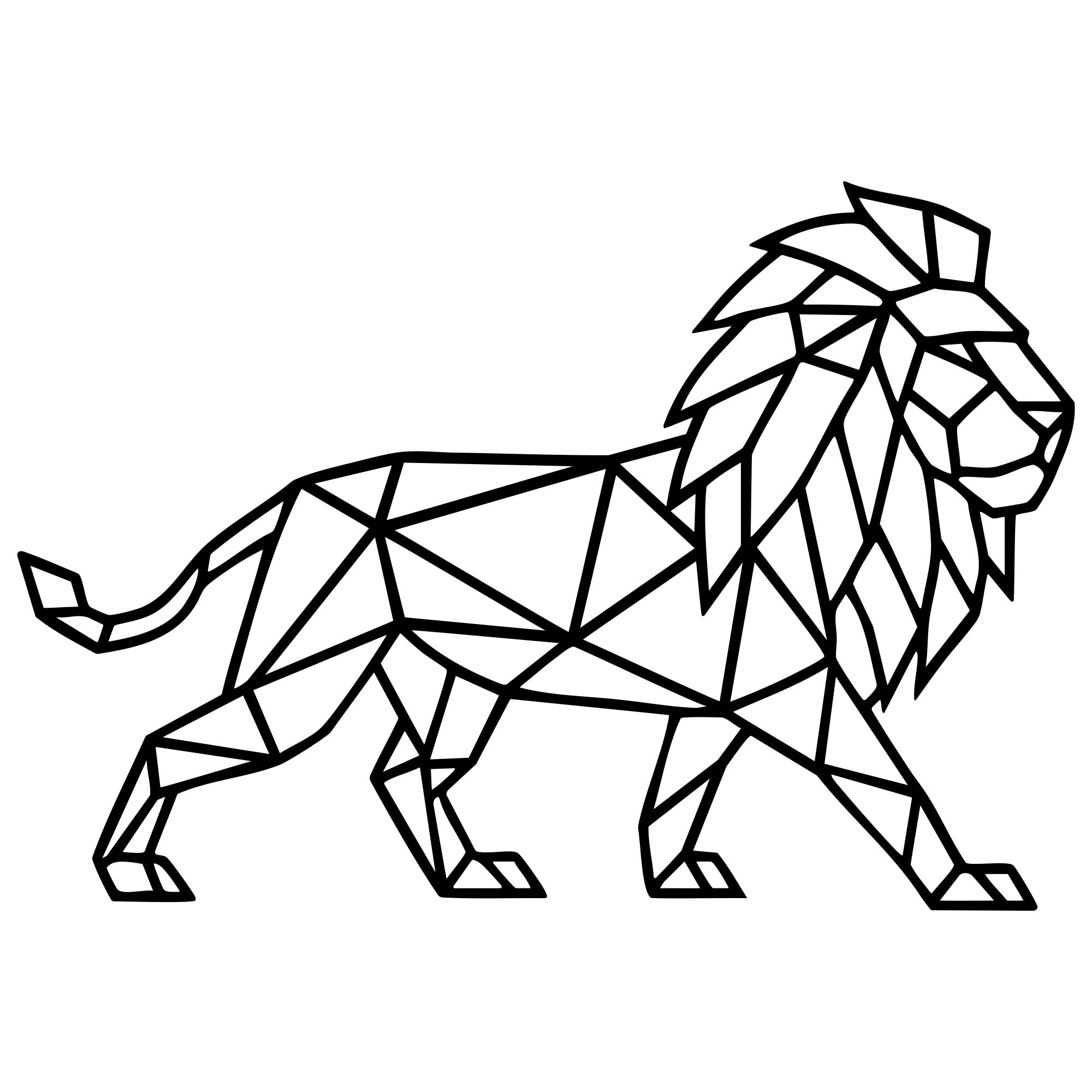 Geometric Lion DXF File – CNC Cutting Design | AWLION521