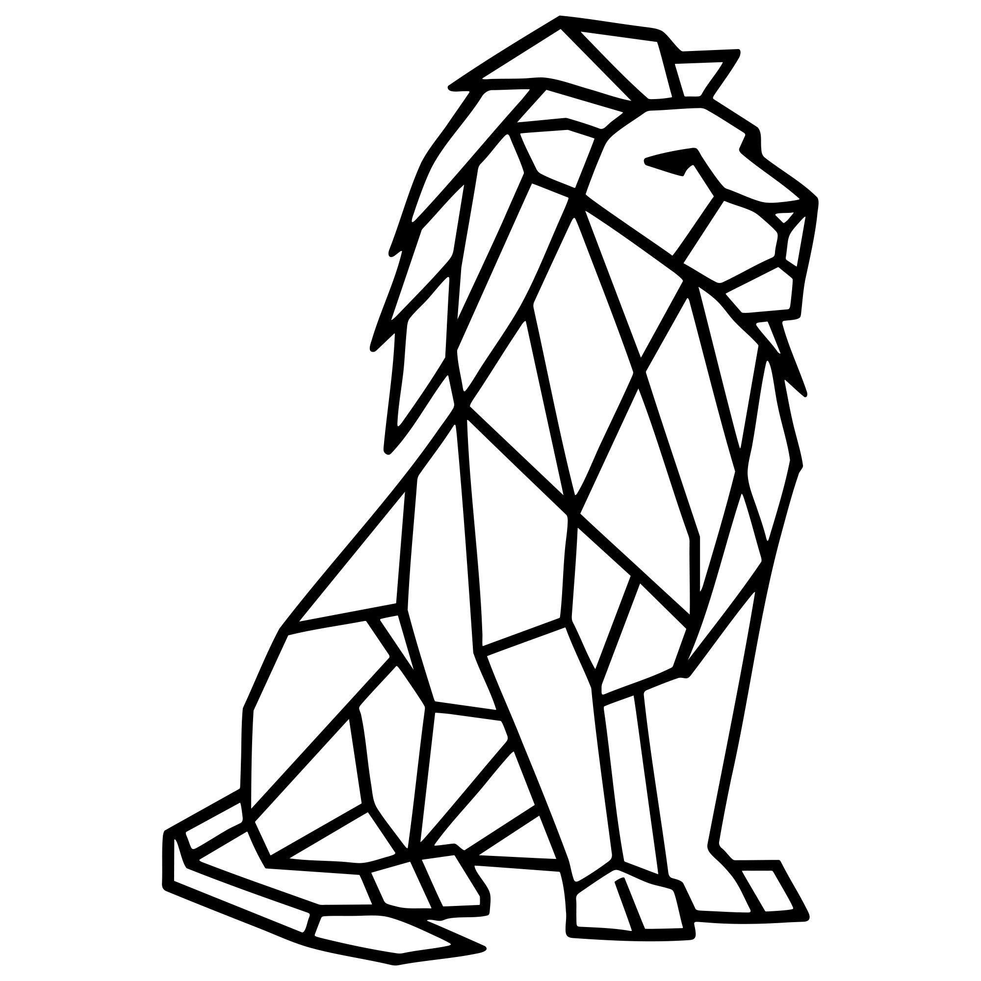 Geometric Lion DXF File – CNC Cutting Design | AWLION522