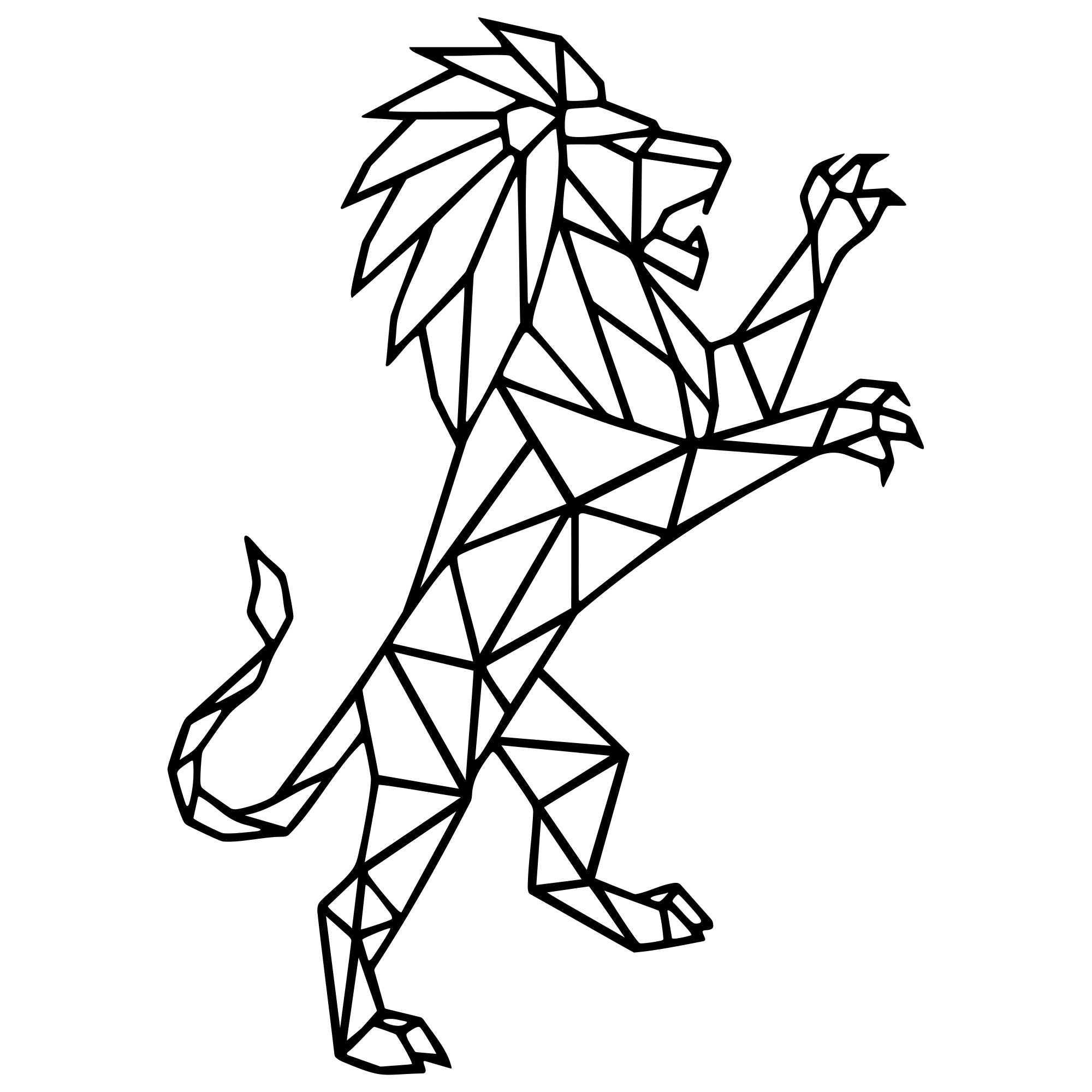 Geometric Lion DXF File – CNC Cutting Design | AWLION523