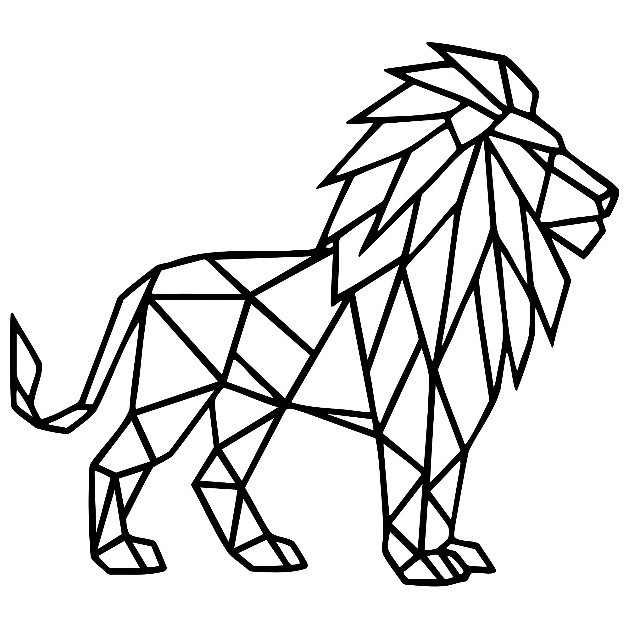 Geometric Lion DXF File – CNC Cutting Design | AWLION524