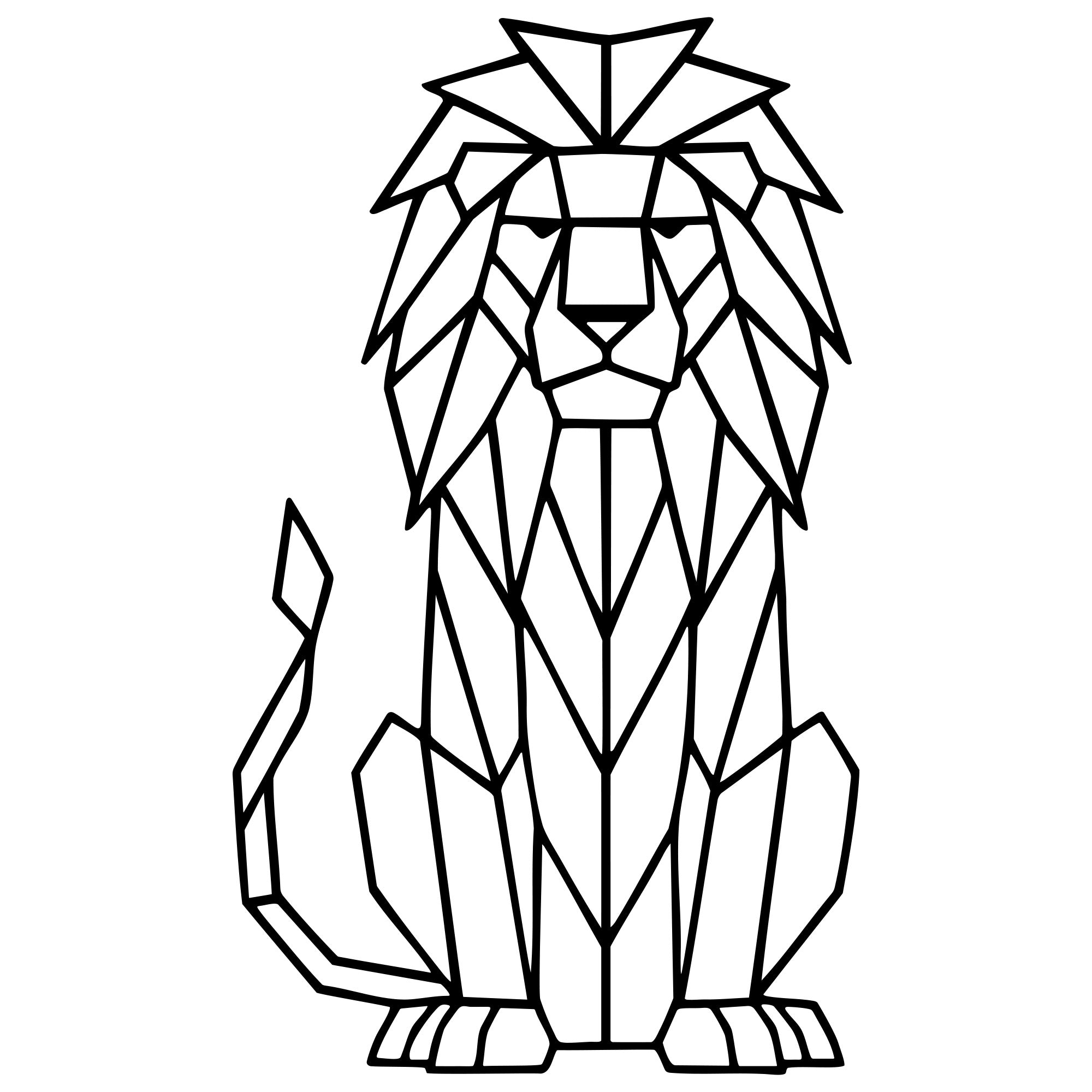 Geometric Lion DXF File – CNC Cutting Design | AWLION525