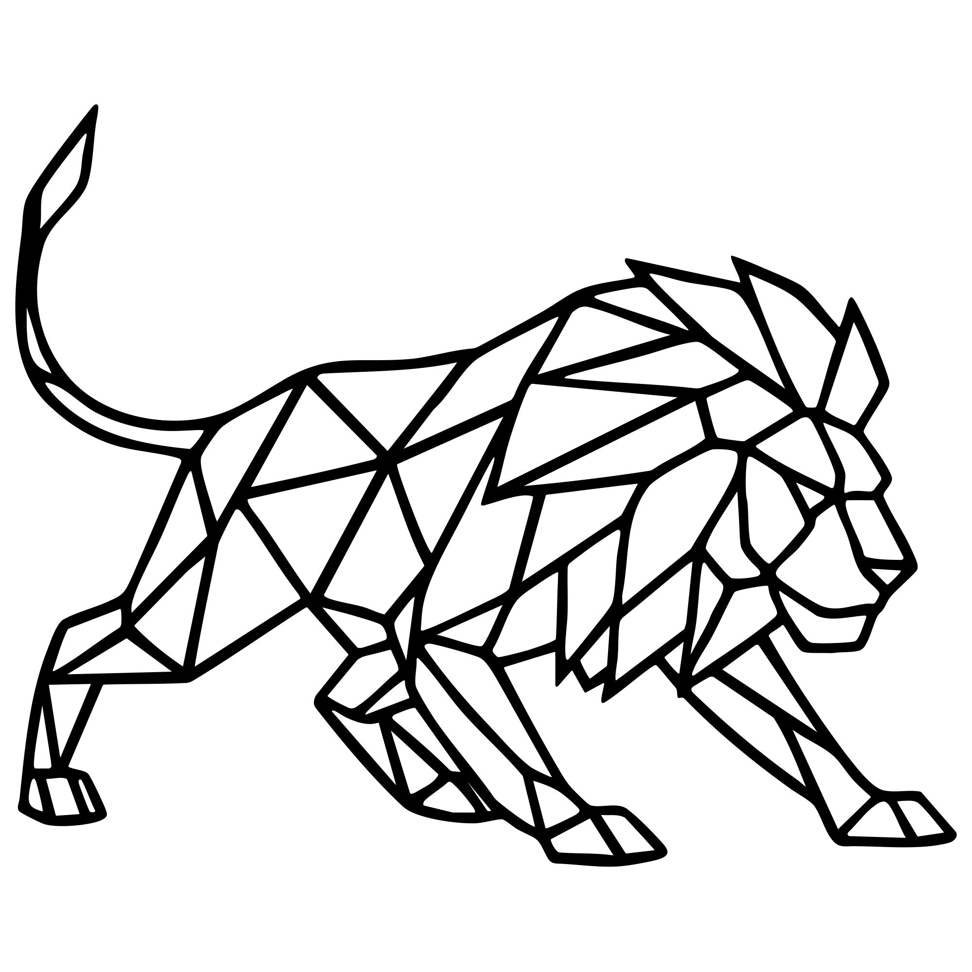 Geometric Lion DXF File – CNC Cutting Design | AWLION527