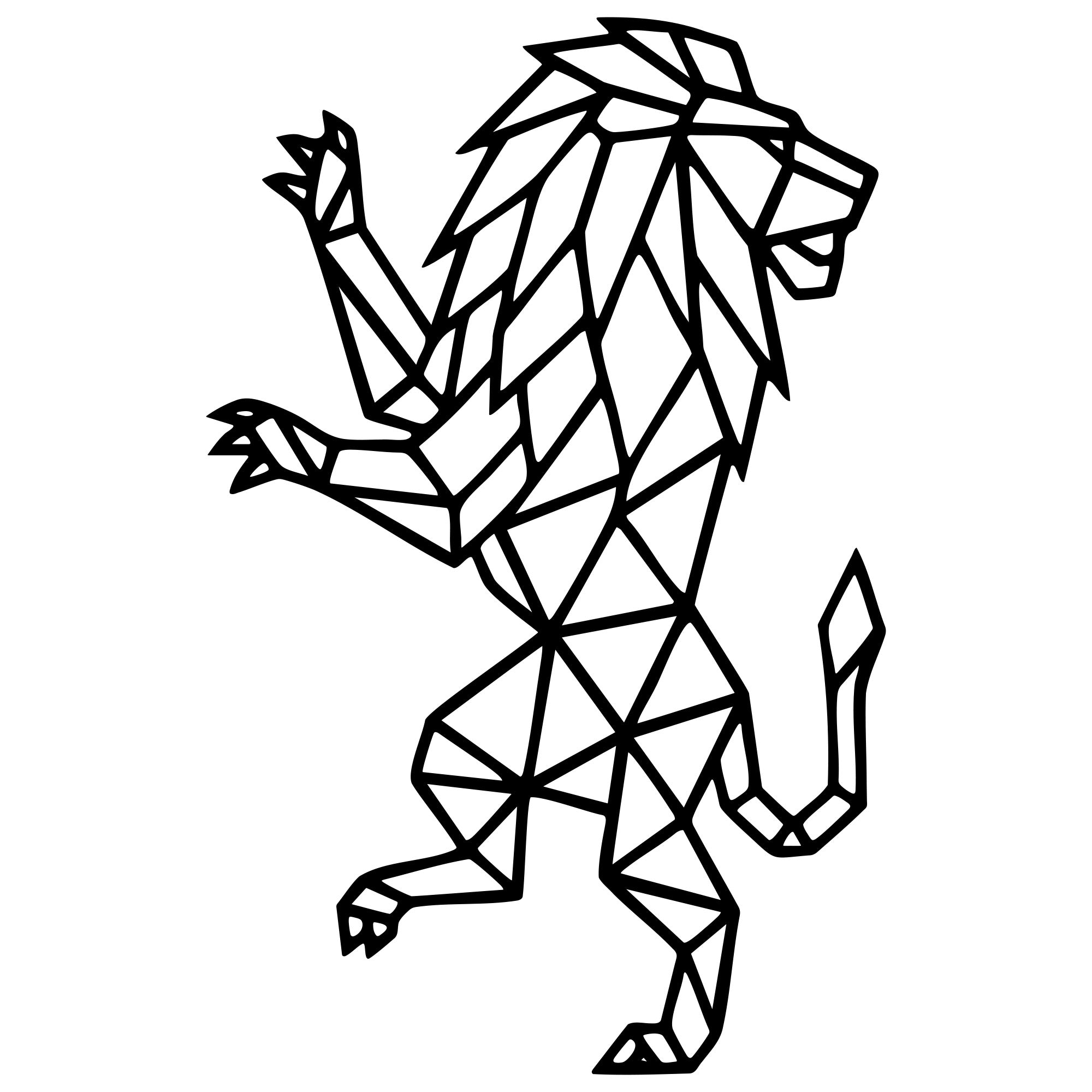 Geometric Lion DXF File – CNC Cutting Design | AWLION528