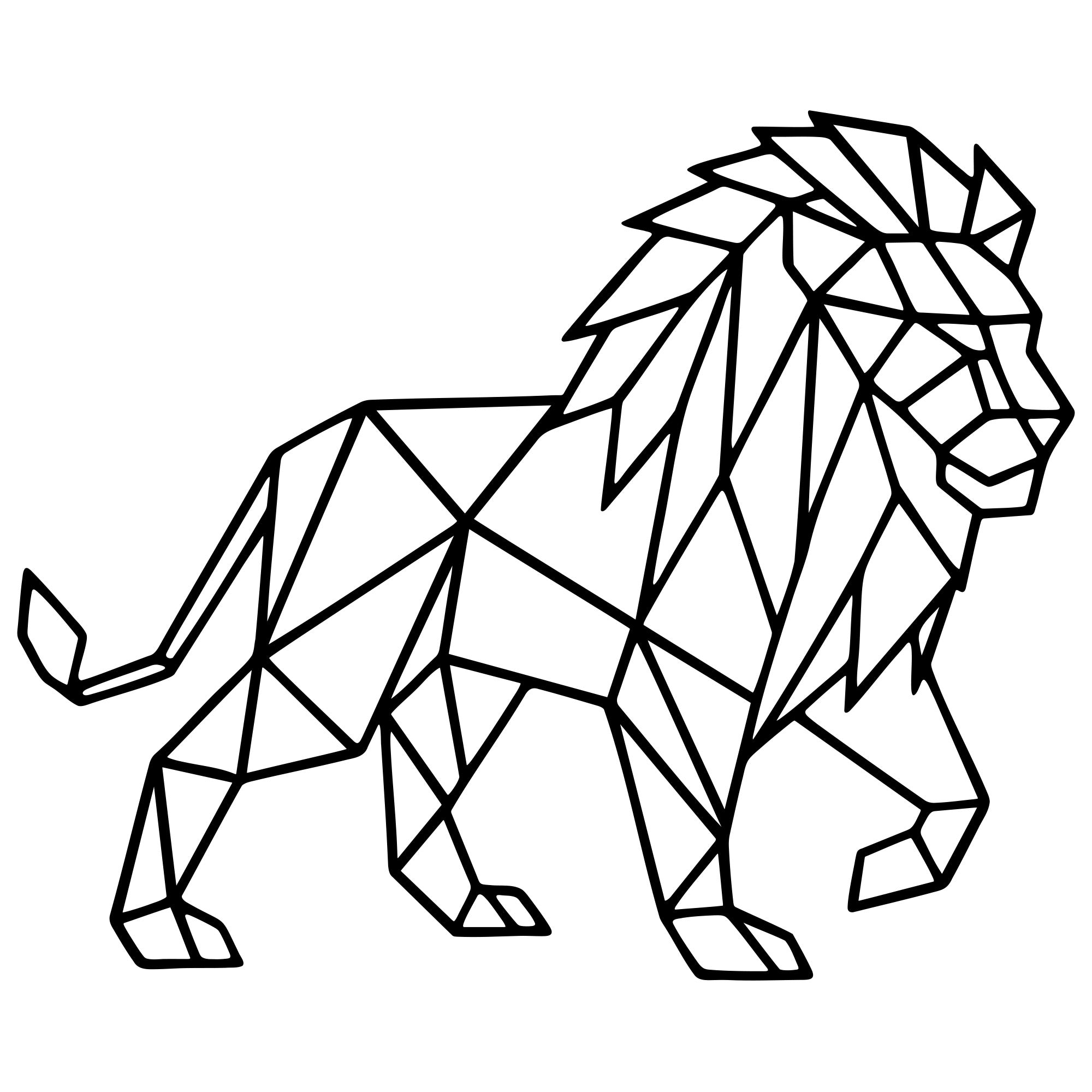 Geometric Lion DXF File – CNC Cutting Design | AWLION529
