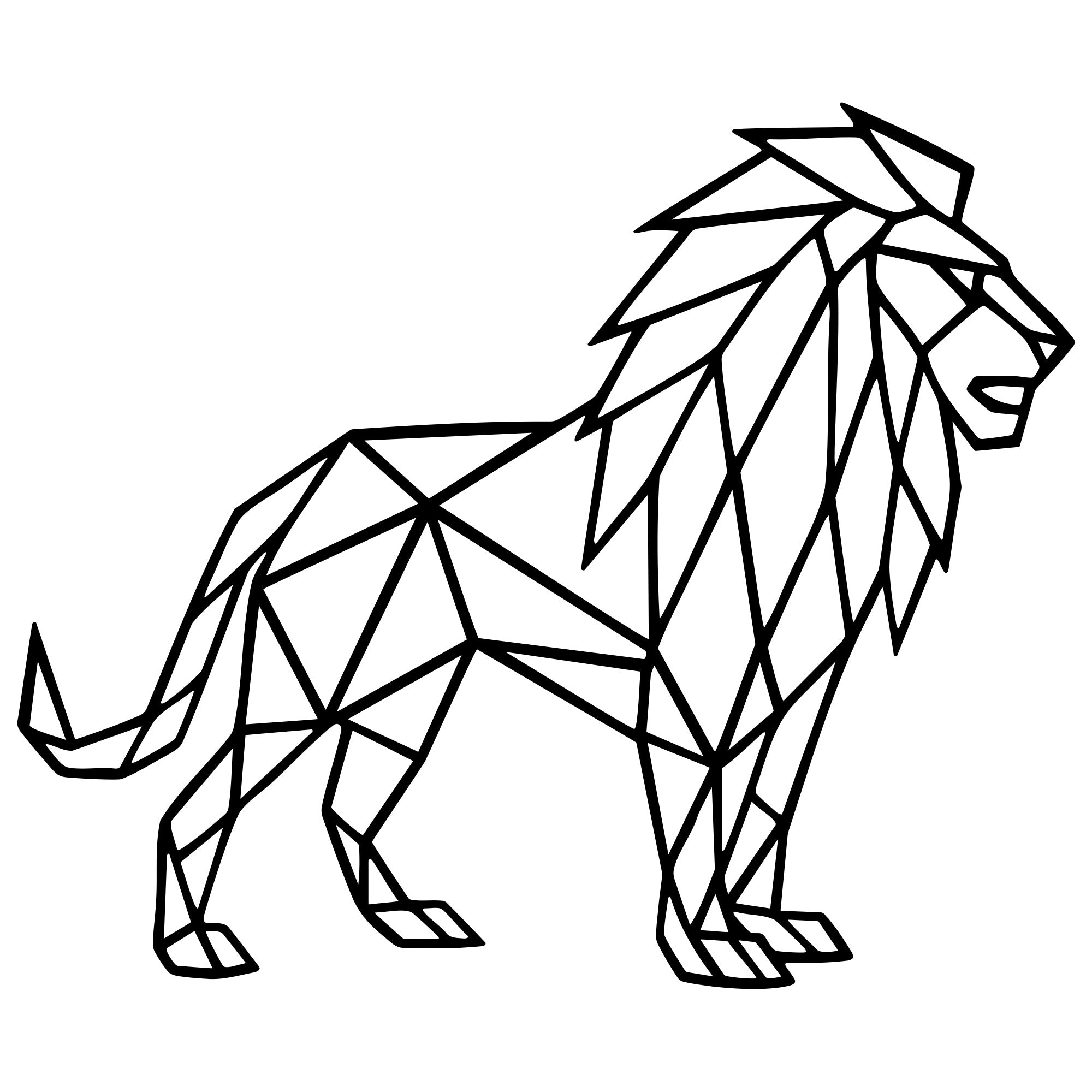 Geometric Lion DXF File – CNC Cutting Design | AWLION530