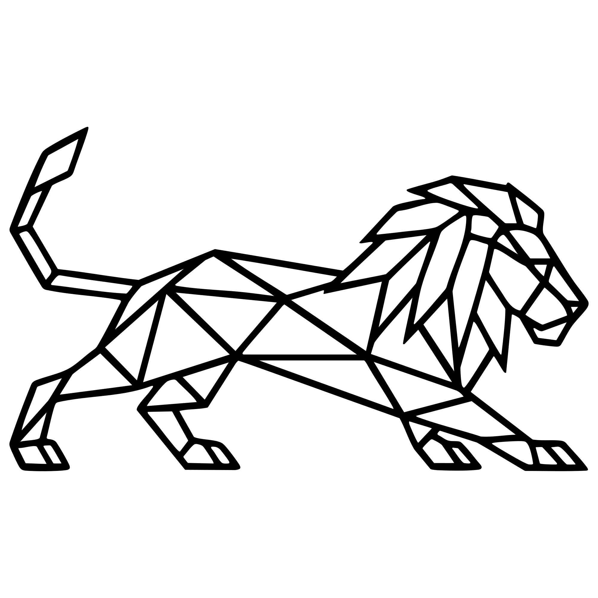 Geometric Lion DXF File – CNC Cutting Design | AWLION531