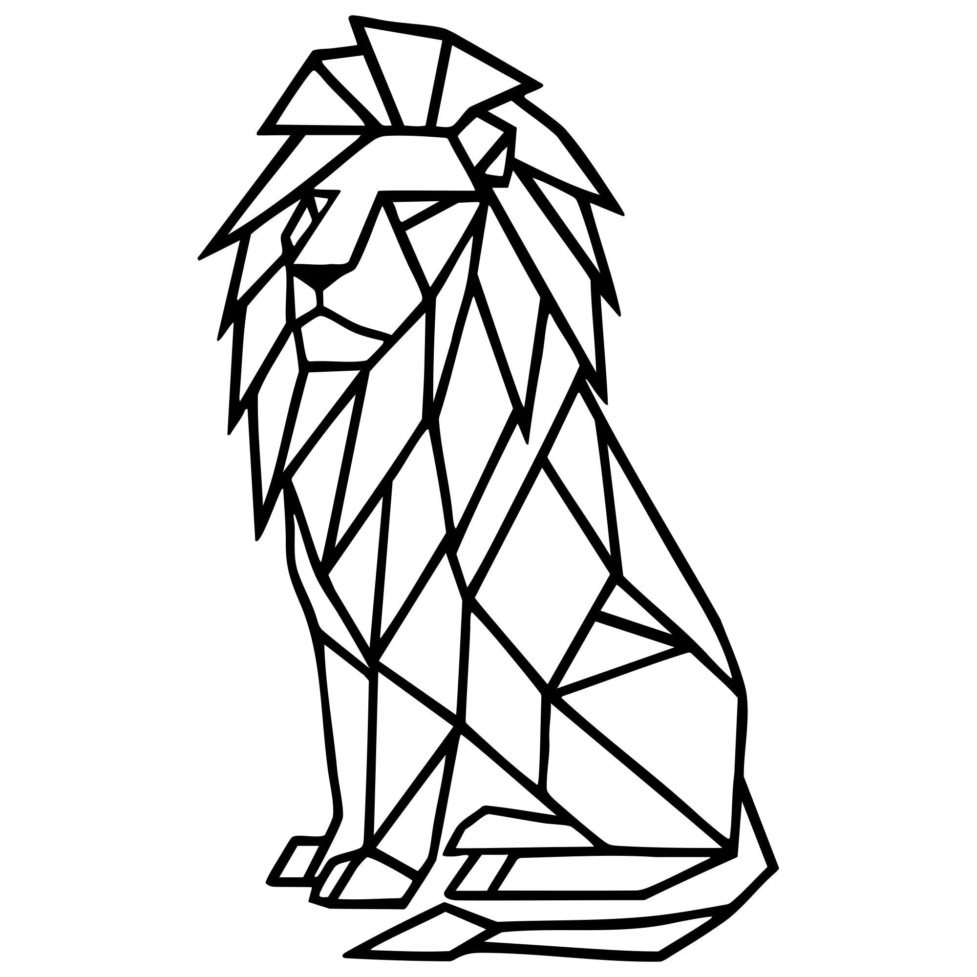 Geometric Lion DXF File – CNC Cutting Design | AWLION532