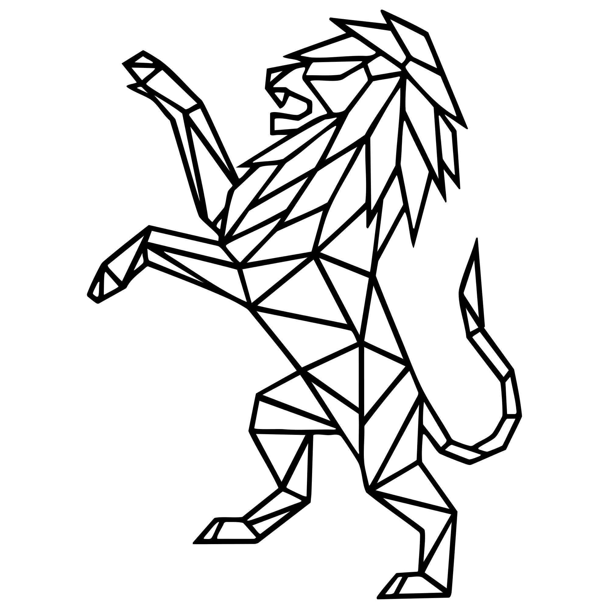 Geometric Lion DXF File – CNC Cutting Design | AWLION533