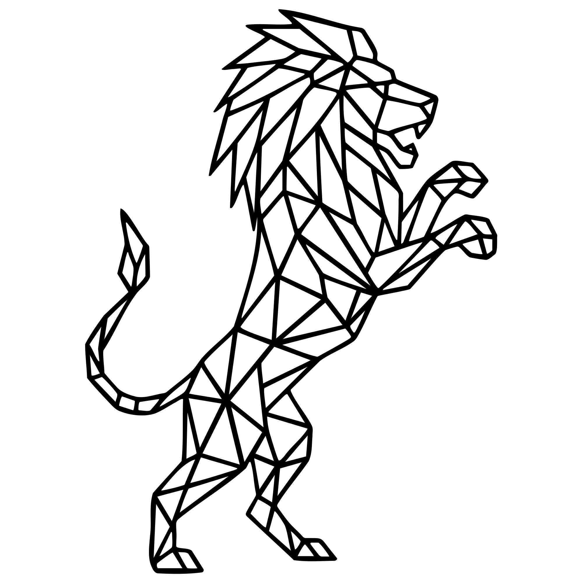 Geometric Lion DXF File – CNC Cutting Design | AWLION535