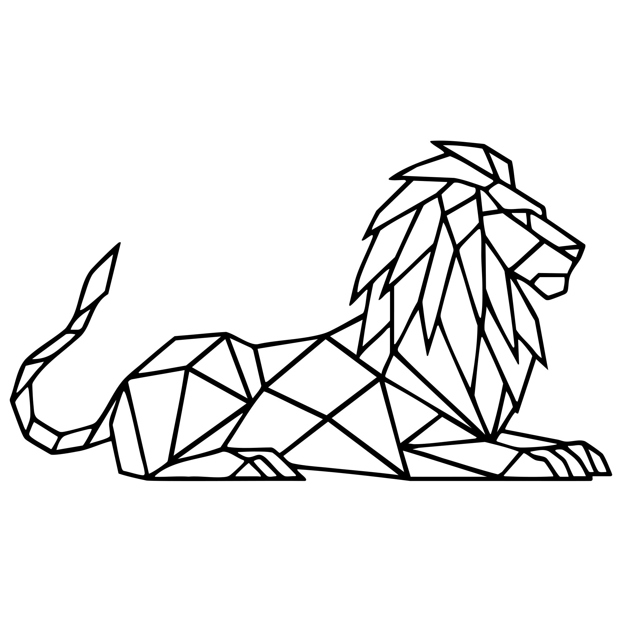 Geometric Lion DXF File – CNC Cutting Design | AWLION536