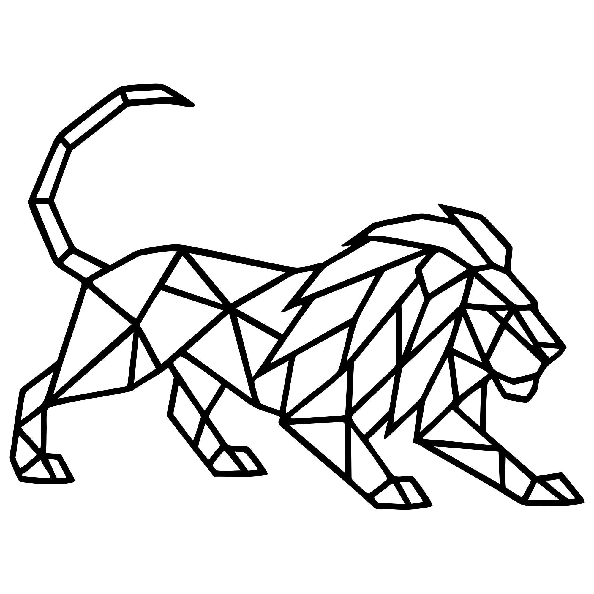 Geometric Lion DXF File – CNC Cutting Design | AWLION537