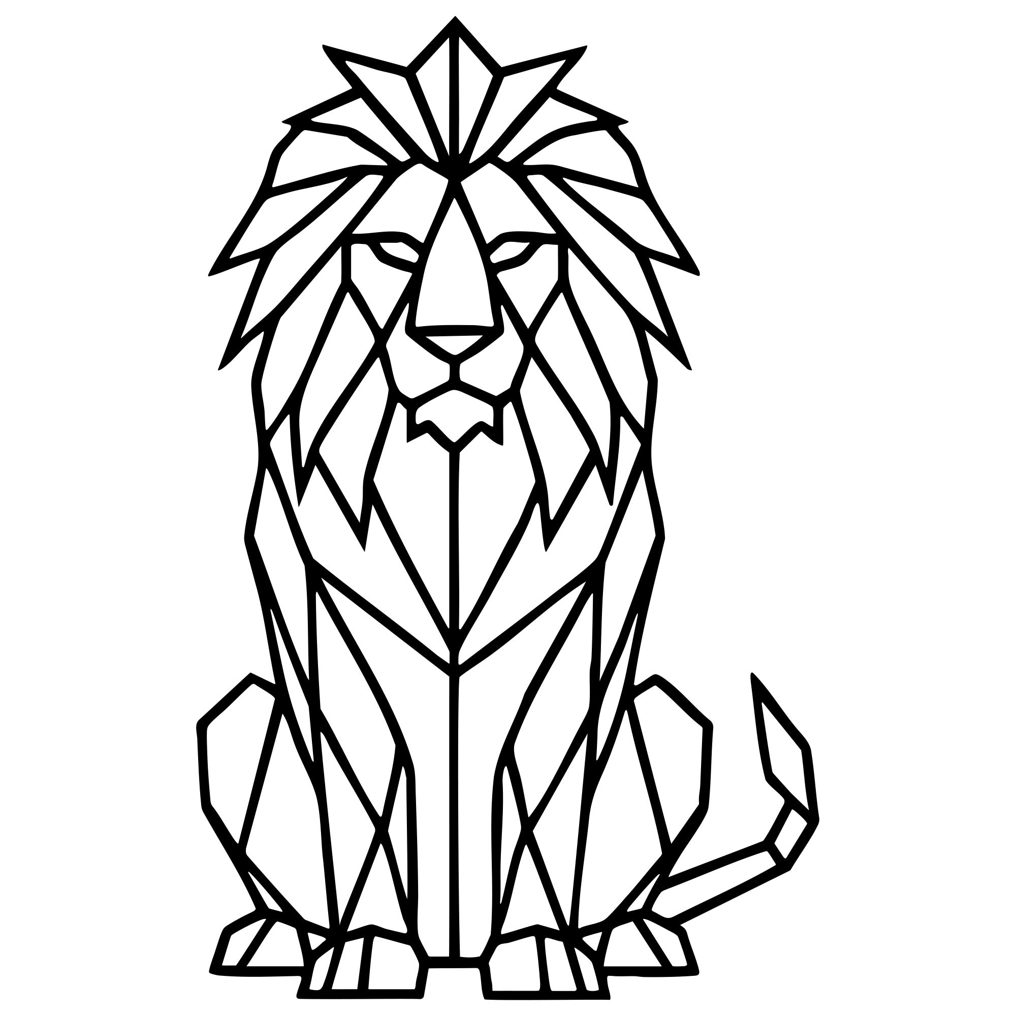 Geometric Lion DXF File – CNC Cutting Design | AWLION538