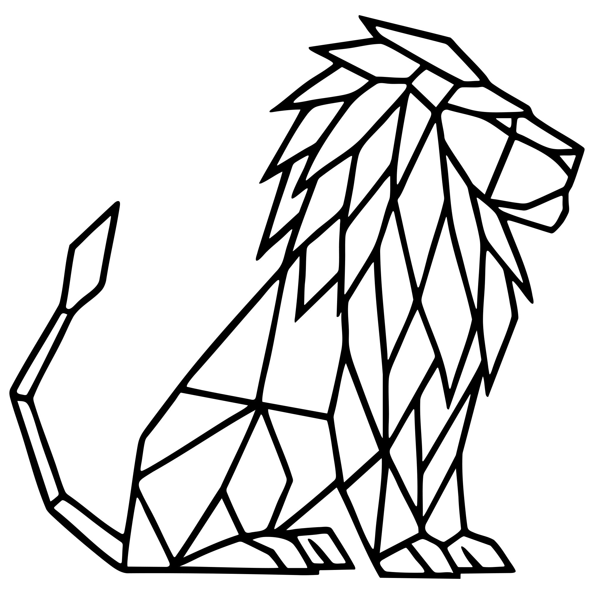 Geometric Lion DXF File – CNC Cutting Design | AWLION540