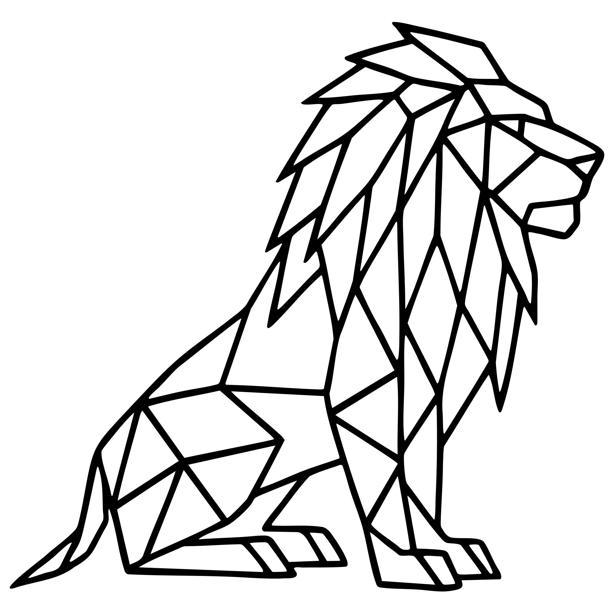 Geometric Lion DXF File – CNC Cutting Design | AWLION542