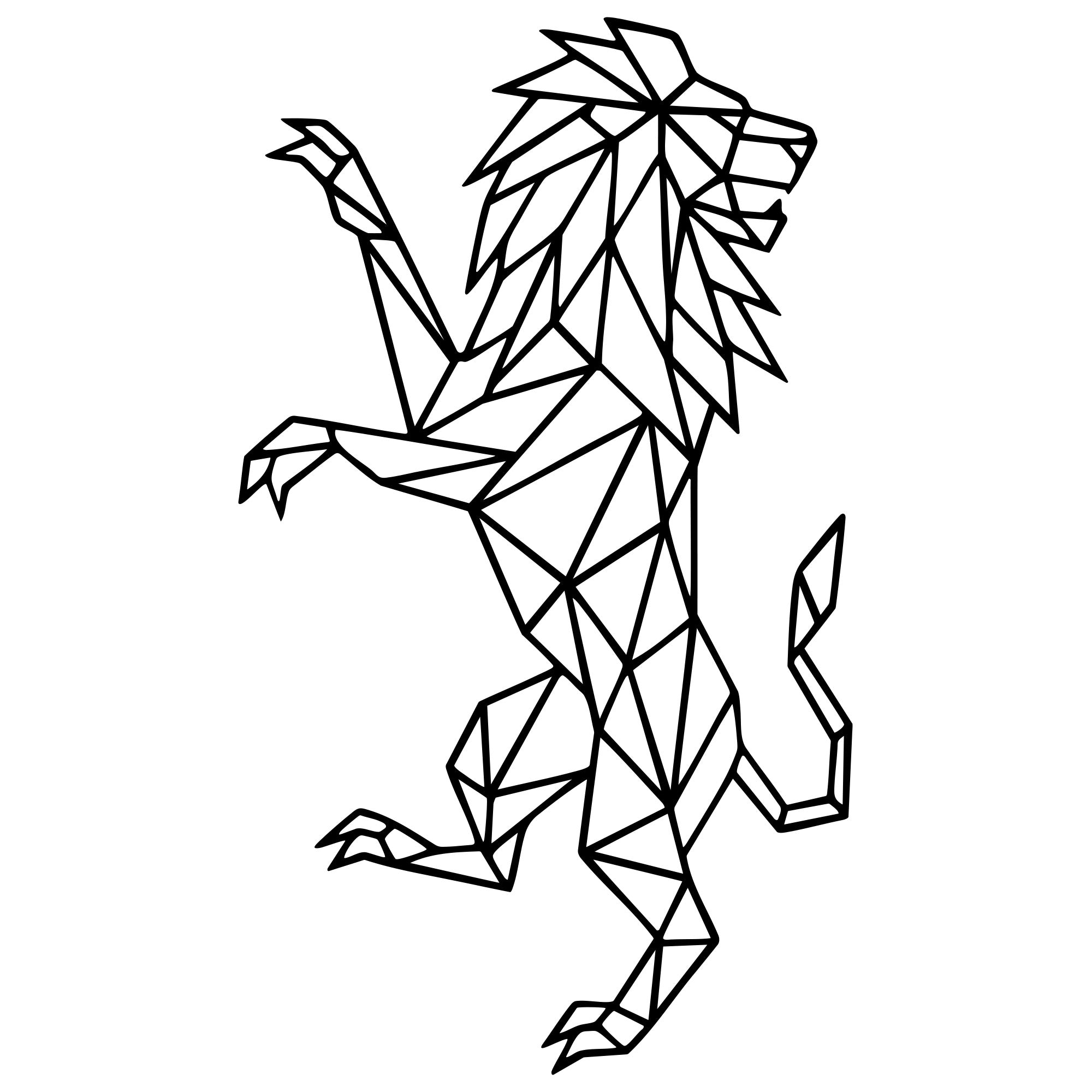 Geometric Lion DXF File – CNC Cutting Design | AWLION543
