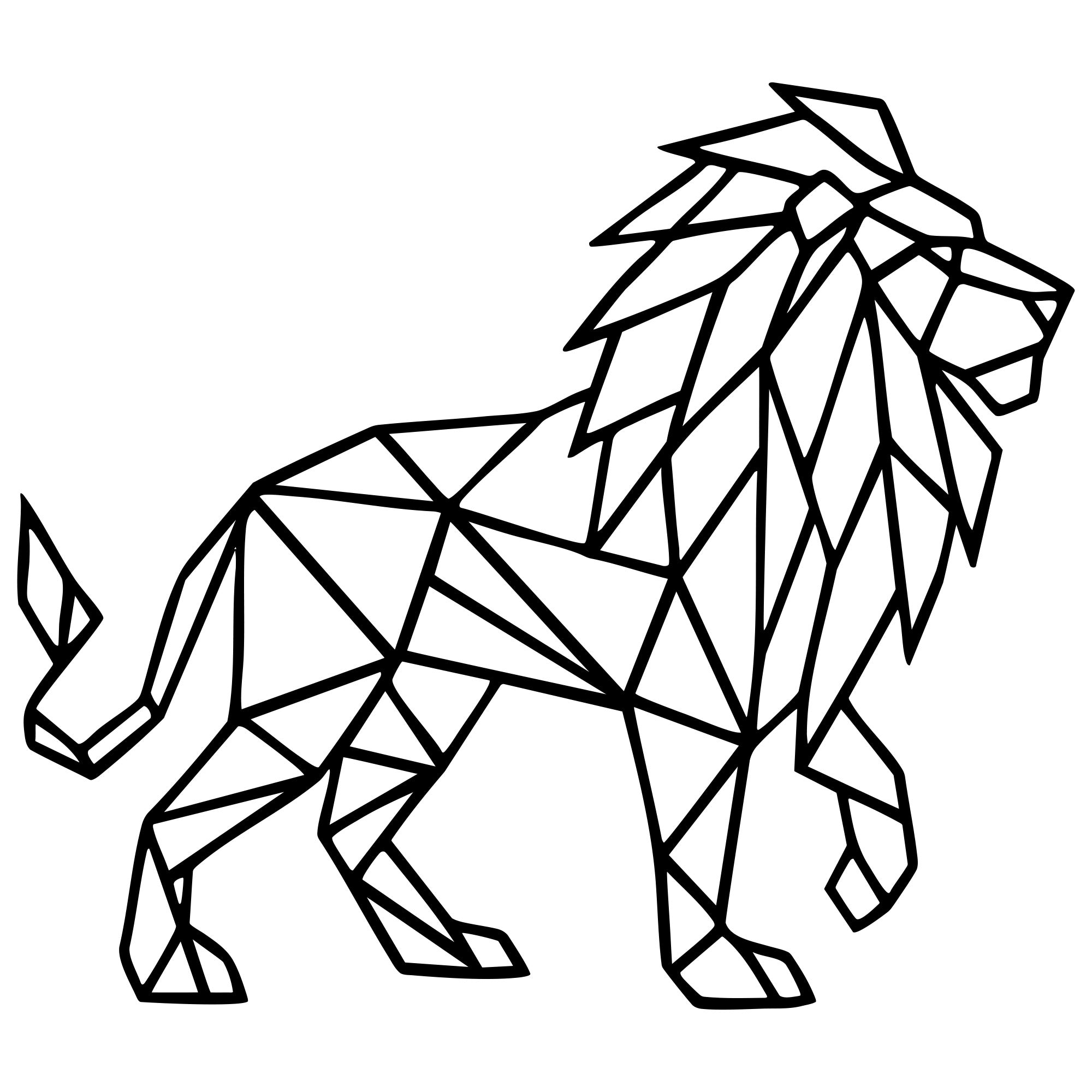 Geometric Lion DXF File – CNC Cutting Design | AWLION544