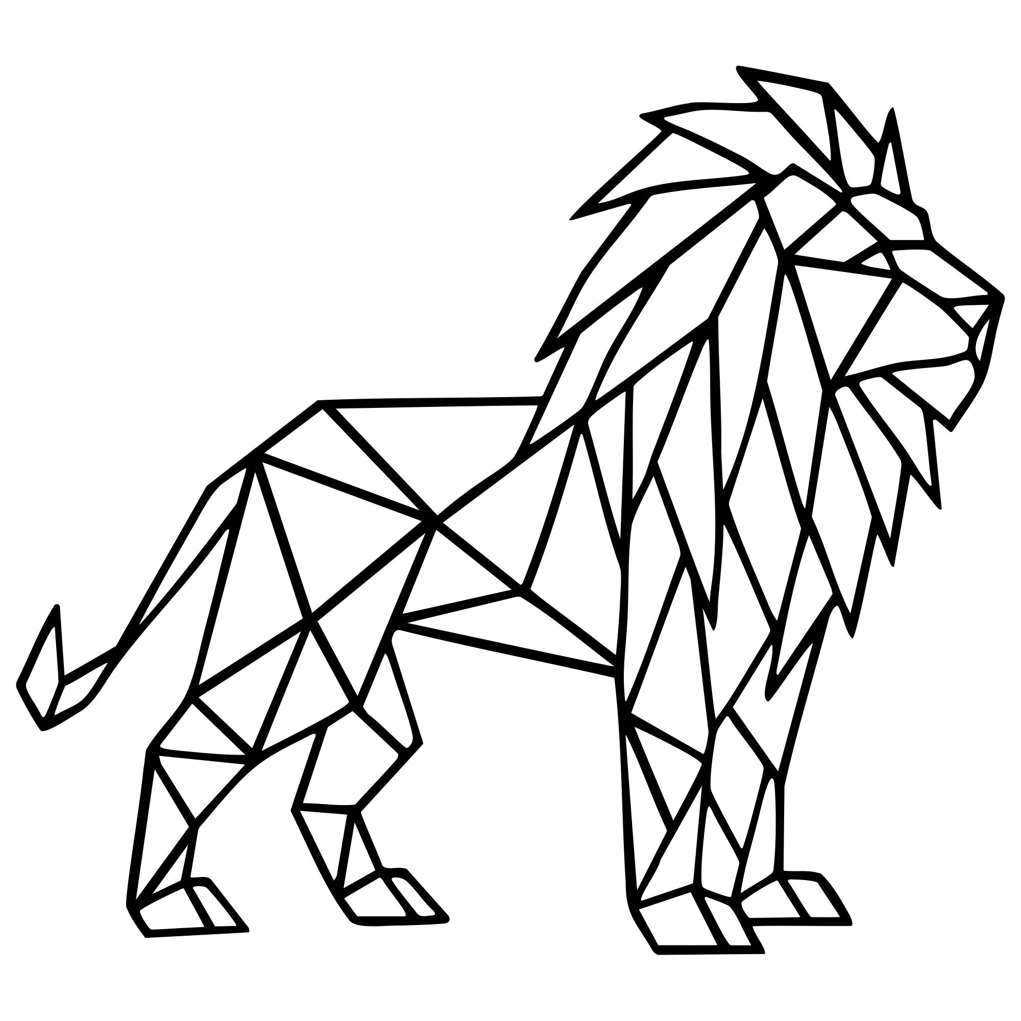Geometric Lion DXF File – CNC Cutting Design | AWLION545