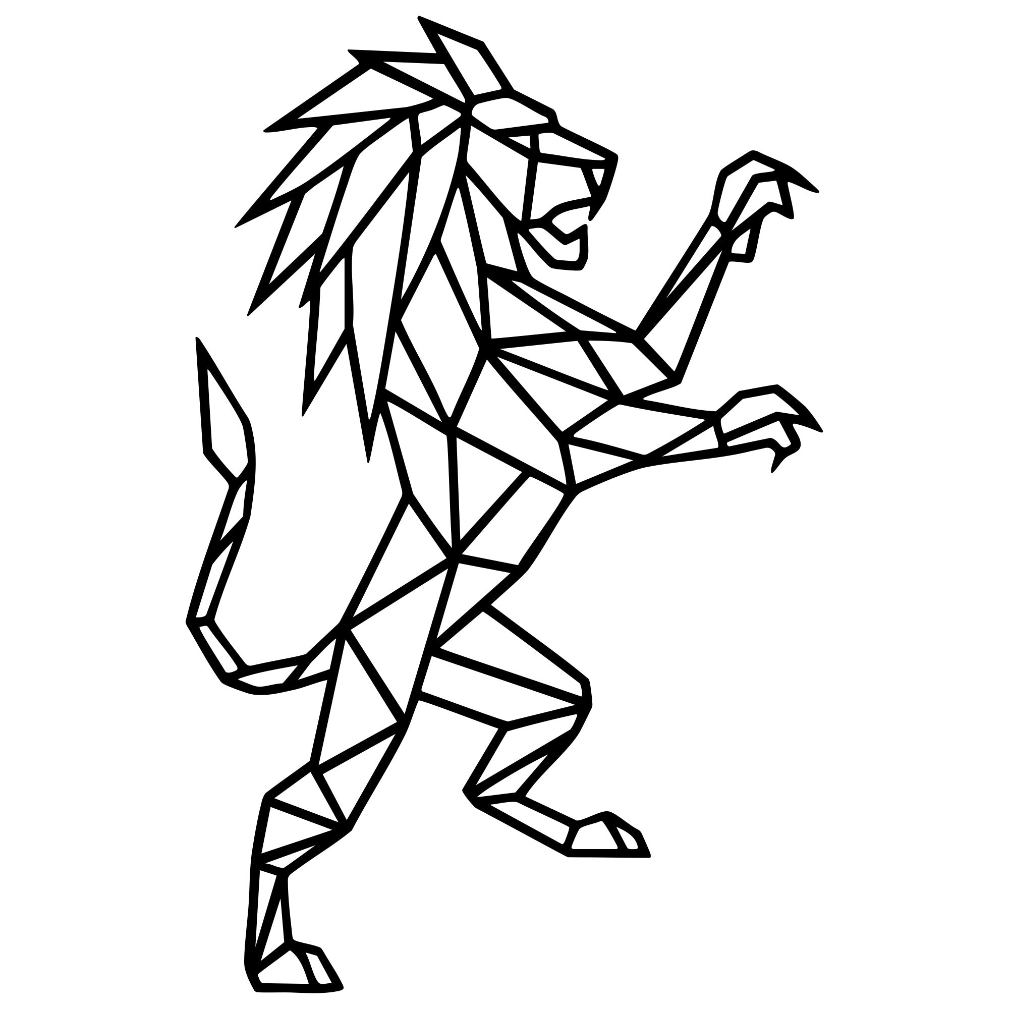 Geometric Lion DXF File – CNC Cutting Design | AWLION546