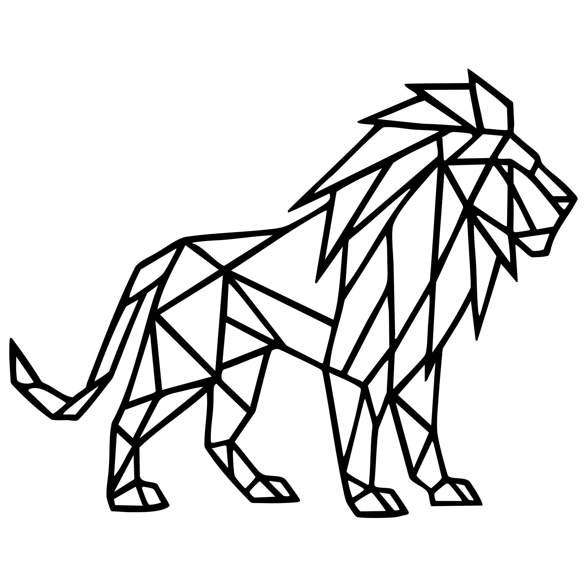 Geometric Lion DXF File – CNC Cutting Design | AWLION547