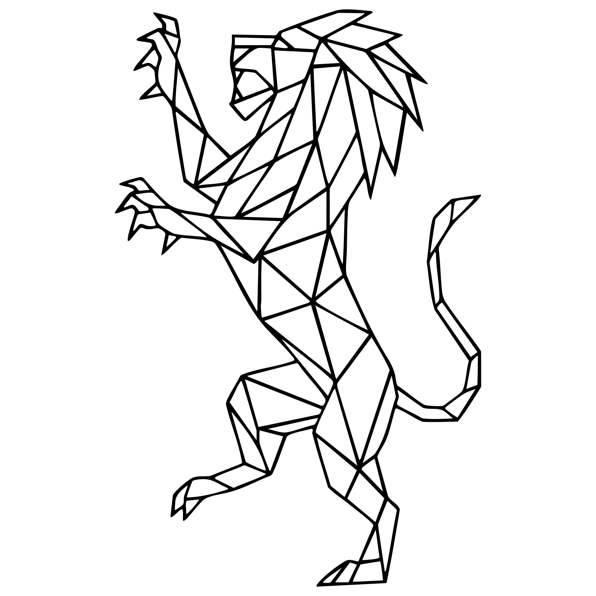 Geometric Lion DXF File – CNC Cutting Design | AWLION548