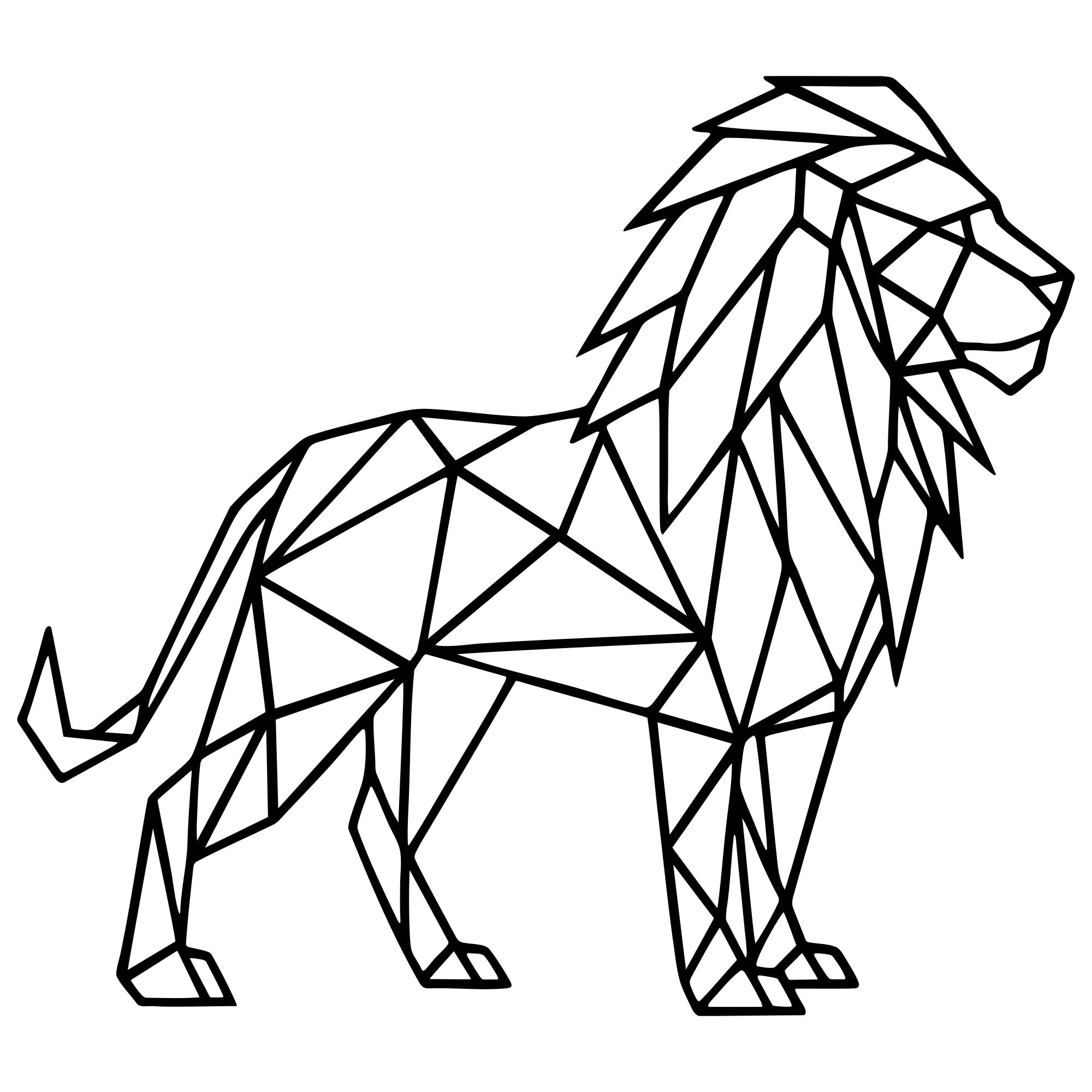 Geometric Lion DXF File – CNC Cutting Design | AWLION549