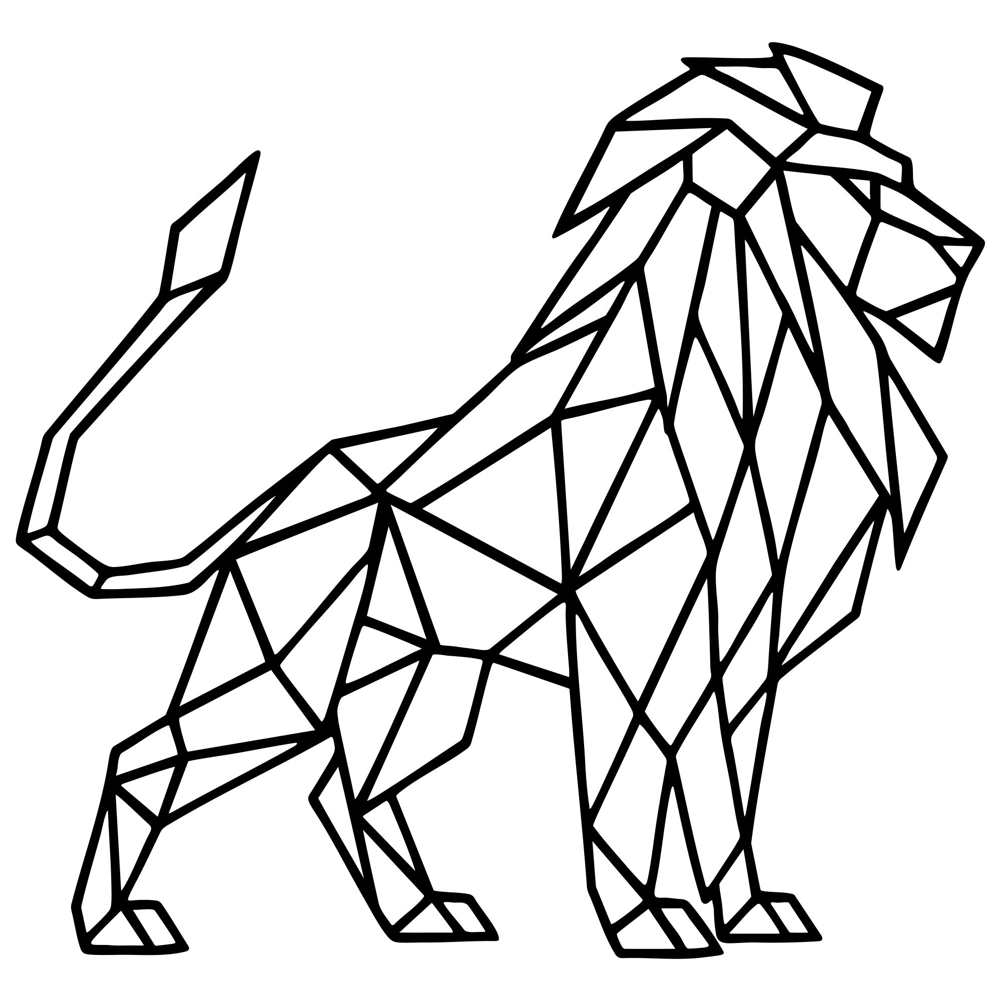 Geometric Lion DXF File – CNC Cutting Design | AWLION550