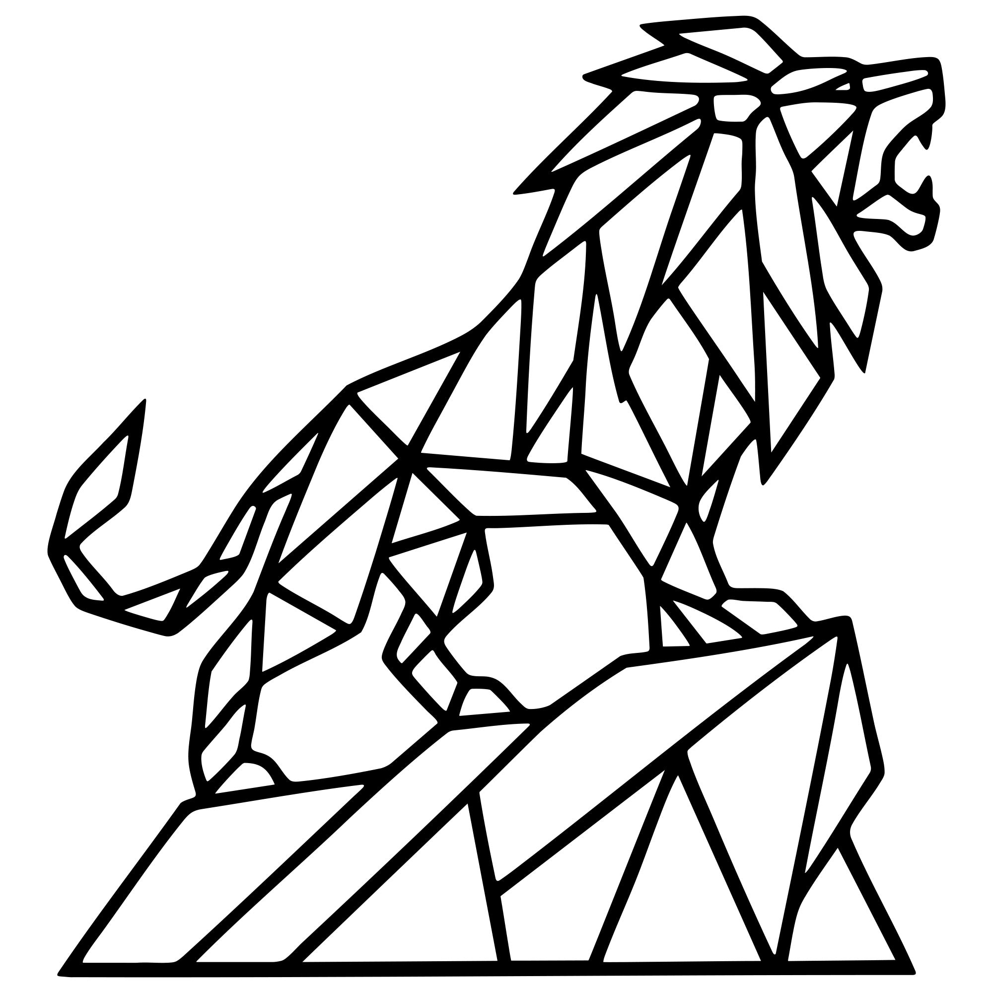 Geometric Lion DXF File – CNC Cutting Design | AWLION551