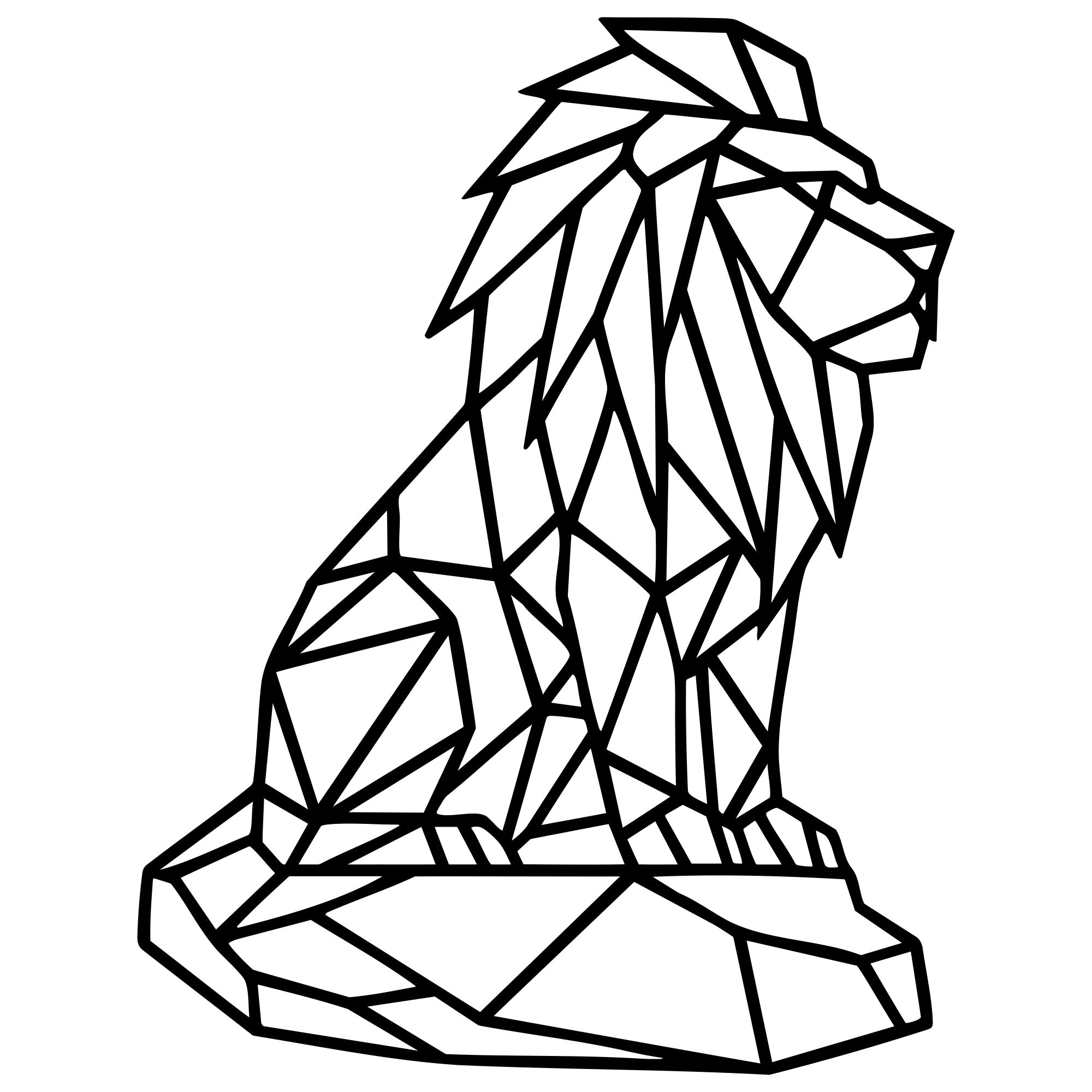 Geometric Lion DXF File – CNC Cutting Design | AWLION553