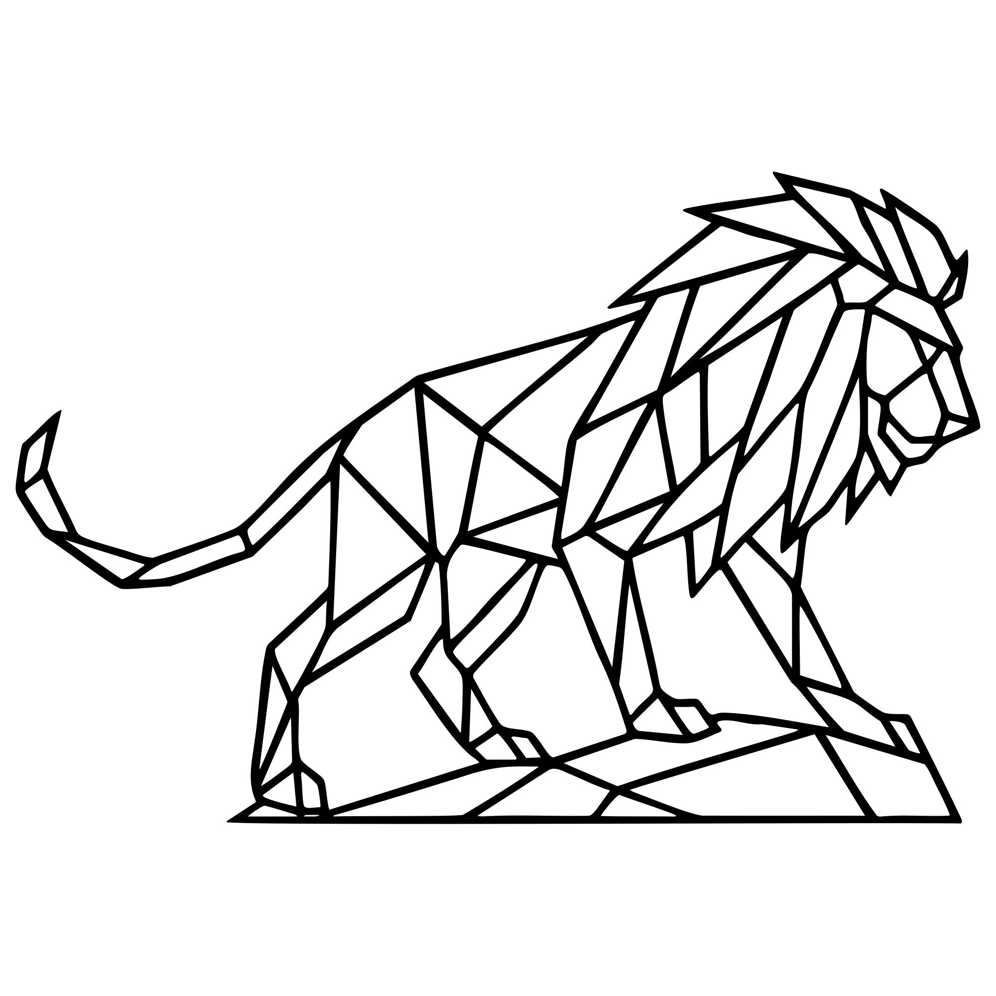 Geometric Lion DXF File – CNC Cutting Design | AWLION554