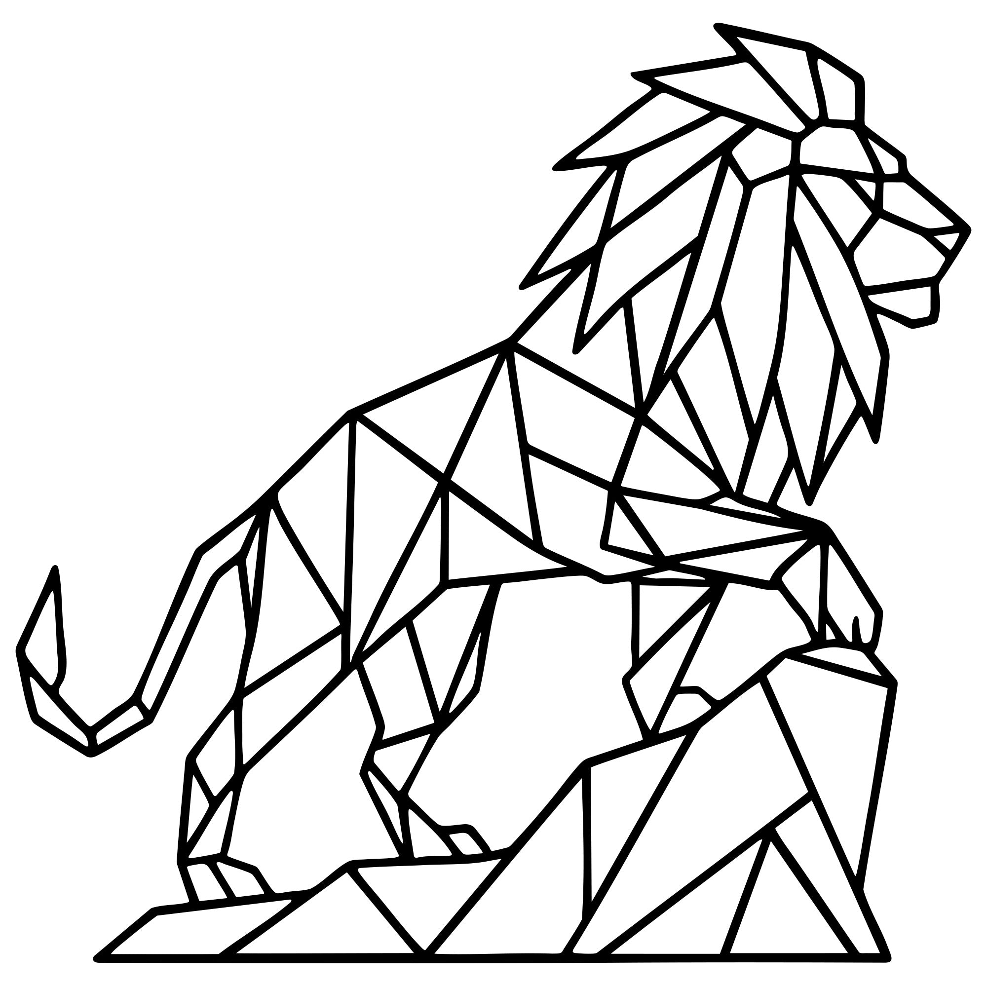 Geometric Lion DXF File – CNC Cutting Design | AWLION555
