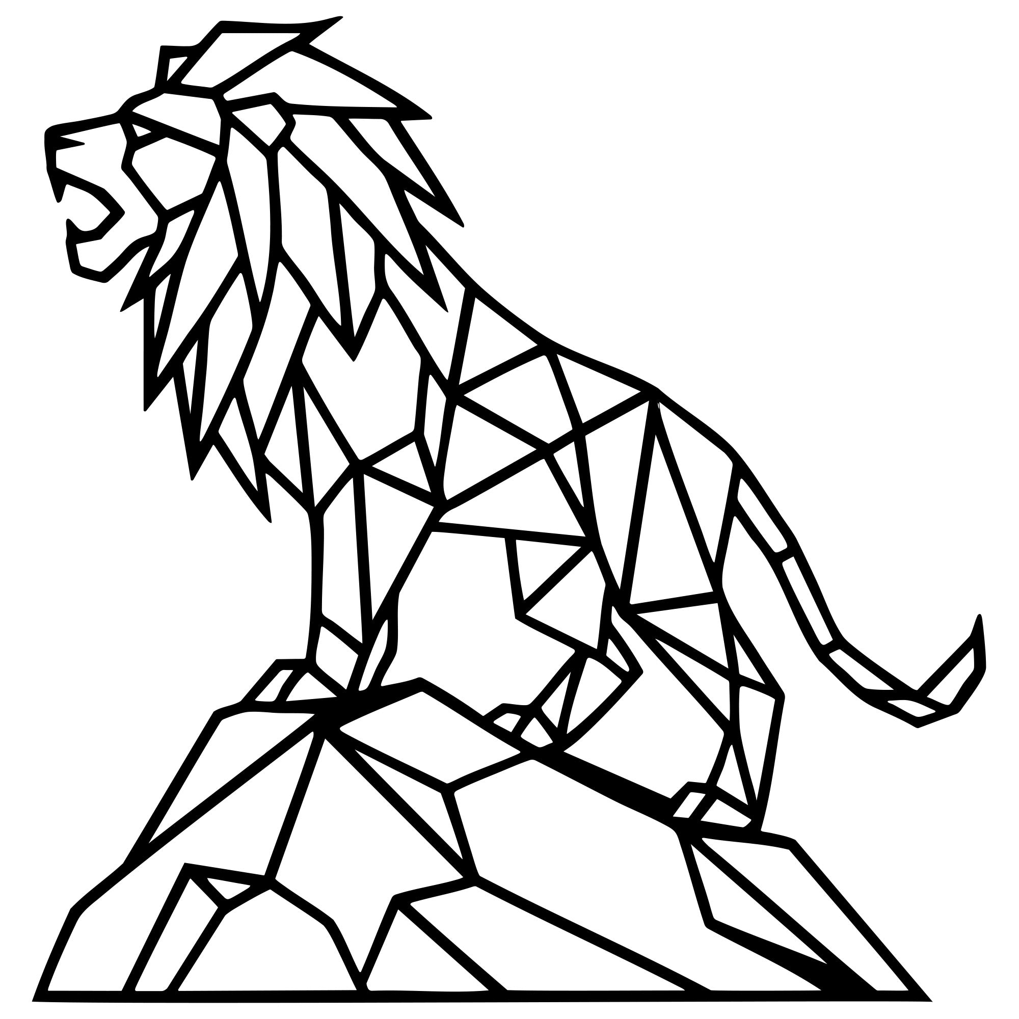 Geometric Lion DXF File – CNC Cutting Design | AWLION556