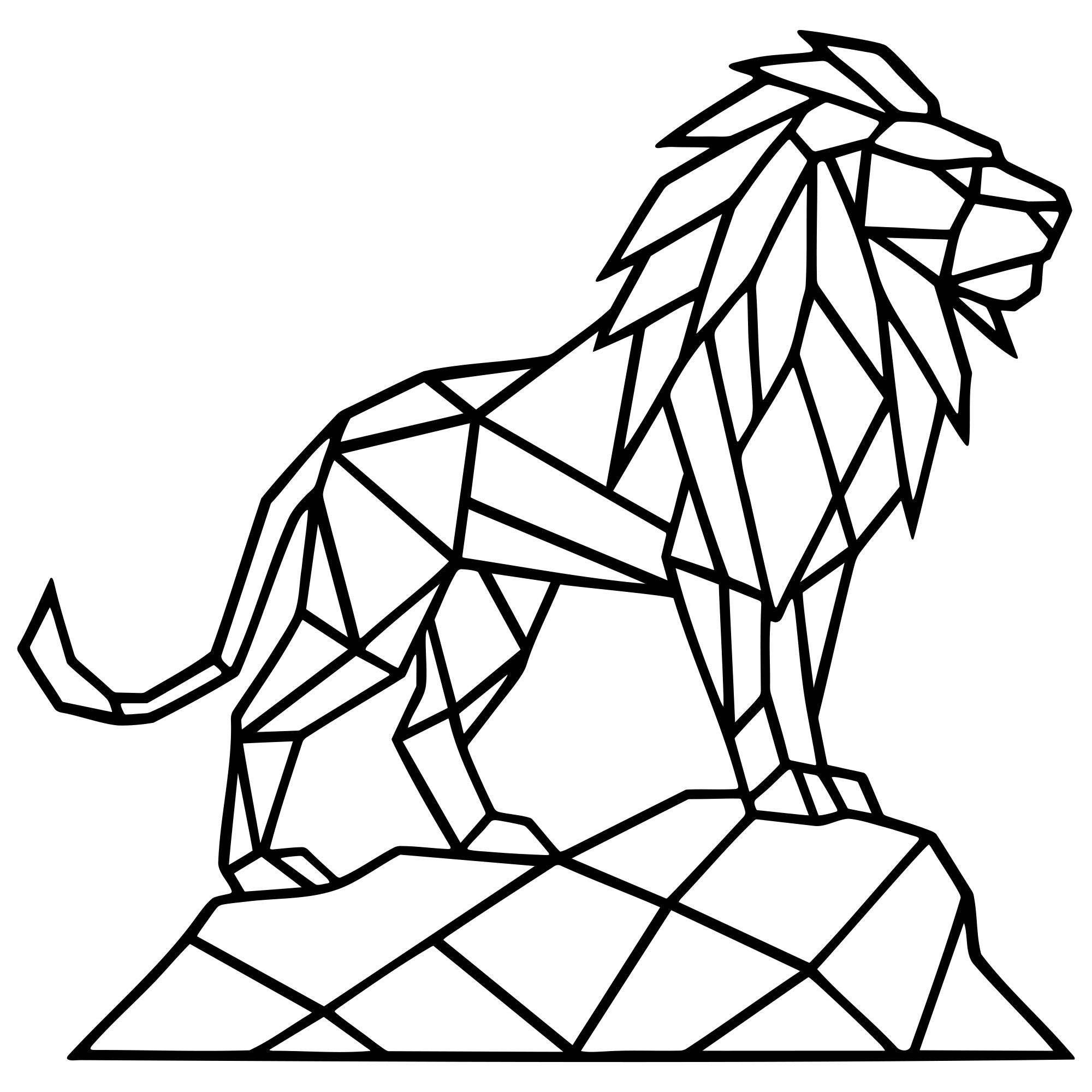 Geometric Lion DXF File – CNC Cutting Design | AWLION558