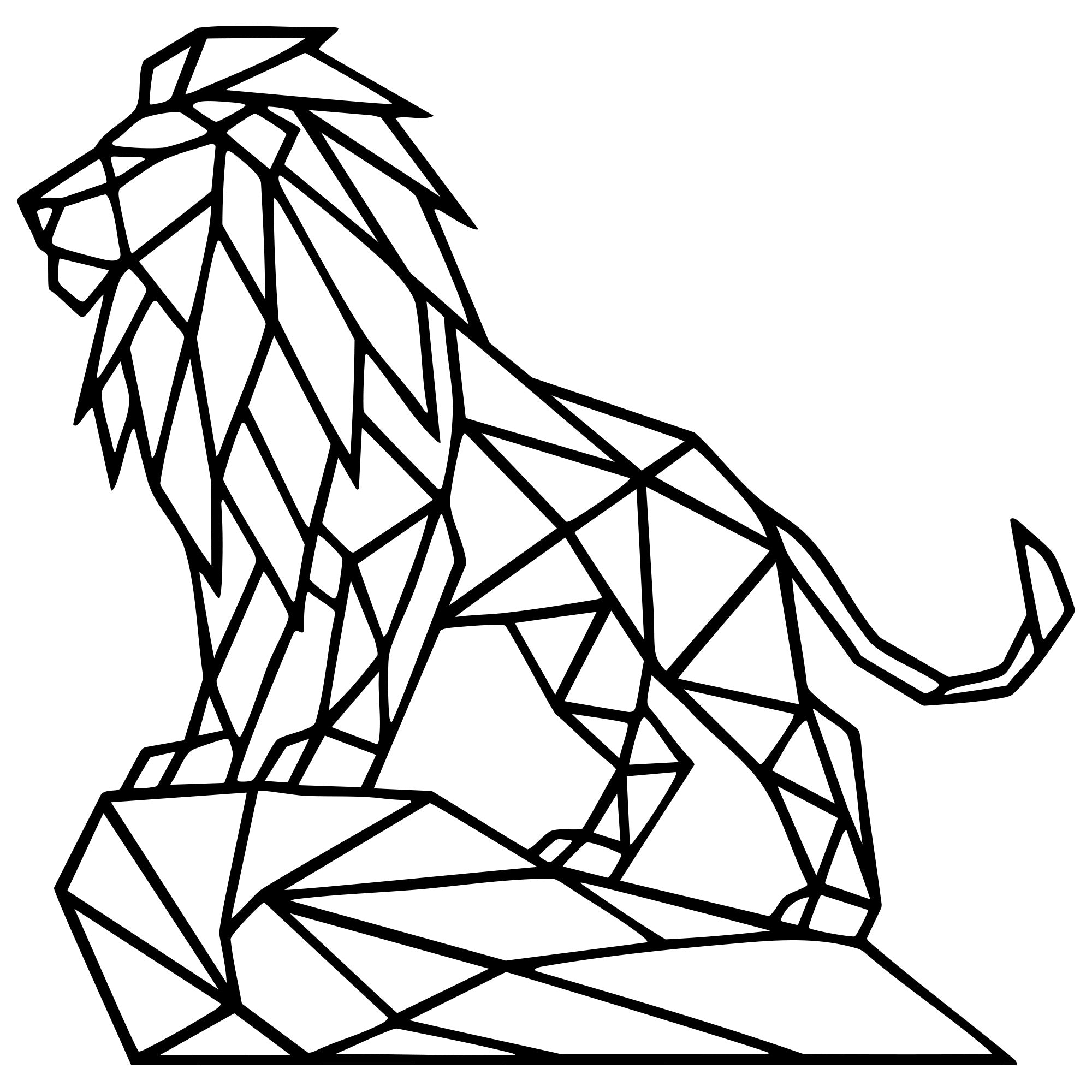 Geometric Lion DXF File – CNC Cutting Design | AWLION559