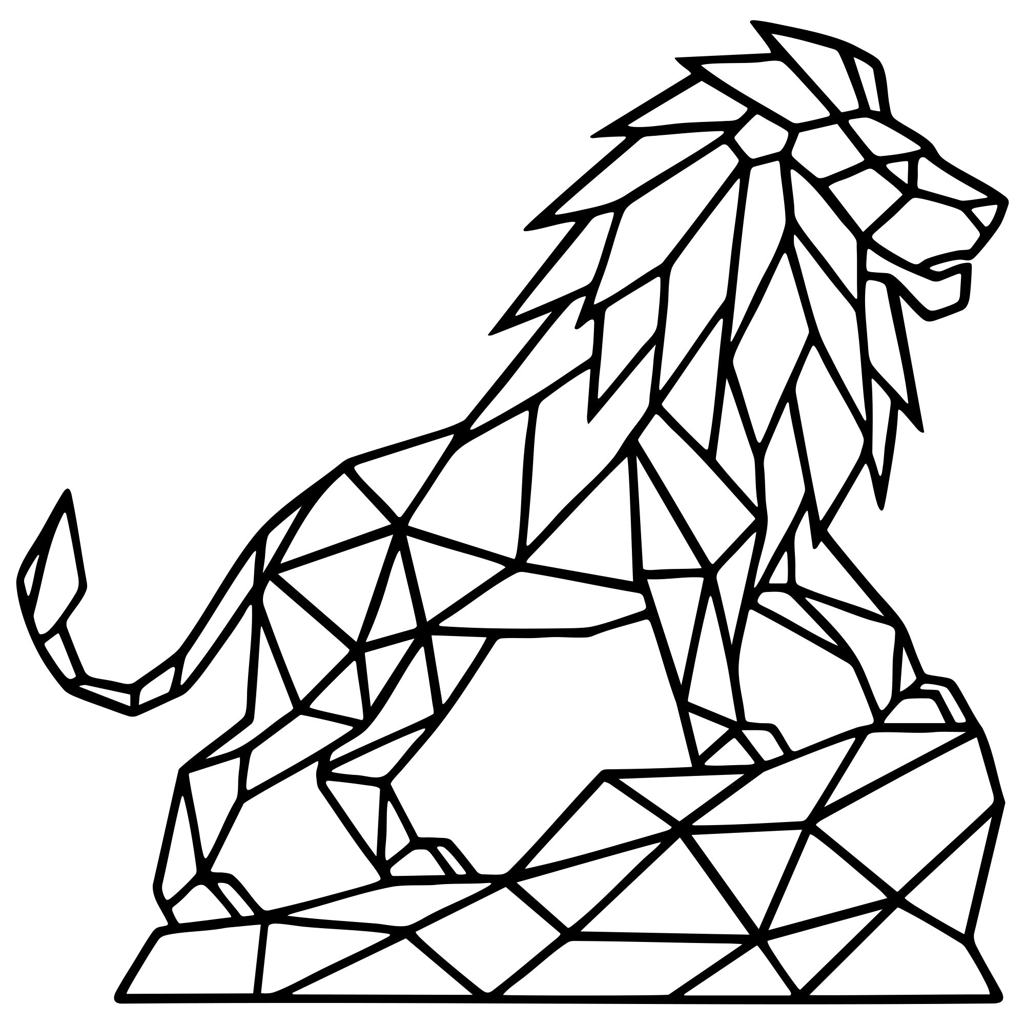 Geometric Lion DXF File – CNC Cutting Design | AWLION560