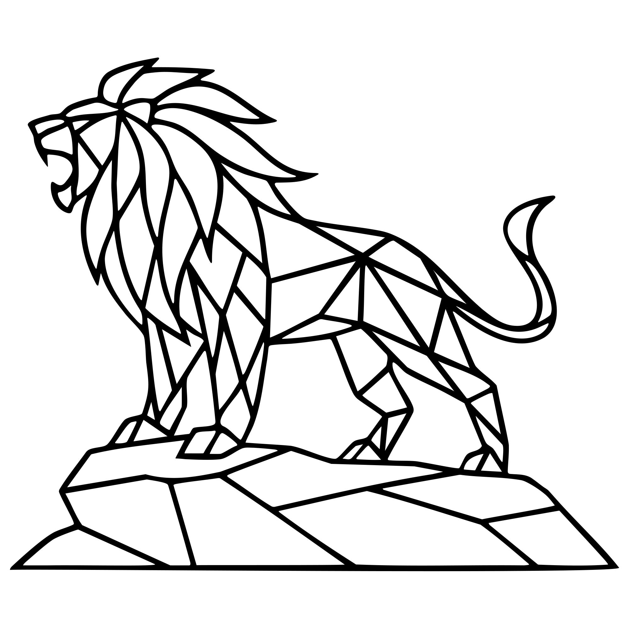 Geometric Lion DXF File – CNC Cutting Design | AWLION561