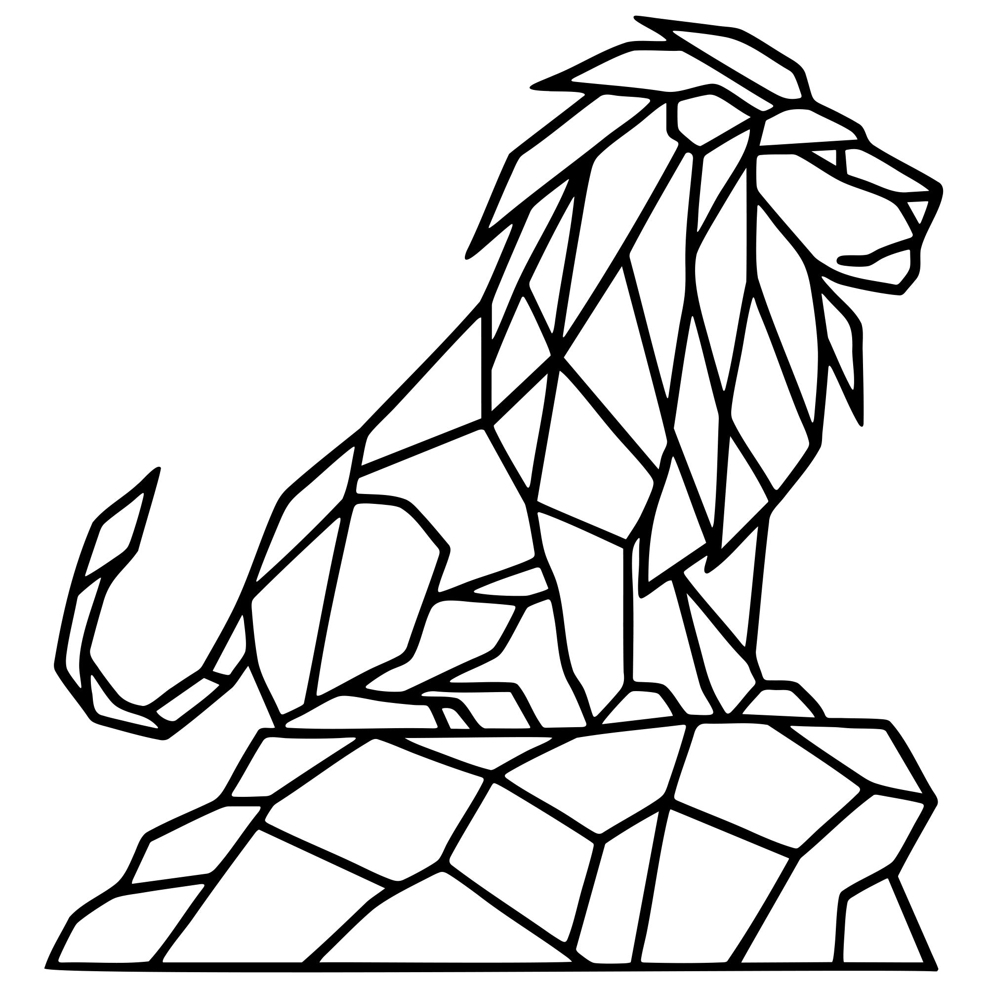 Geometric Lion DXF File – CNC Cutting Design | AWLION562