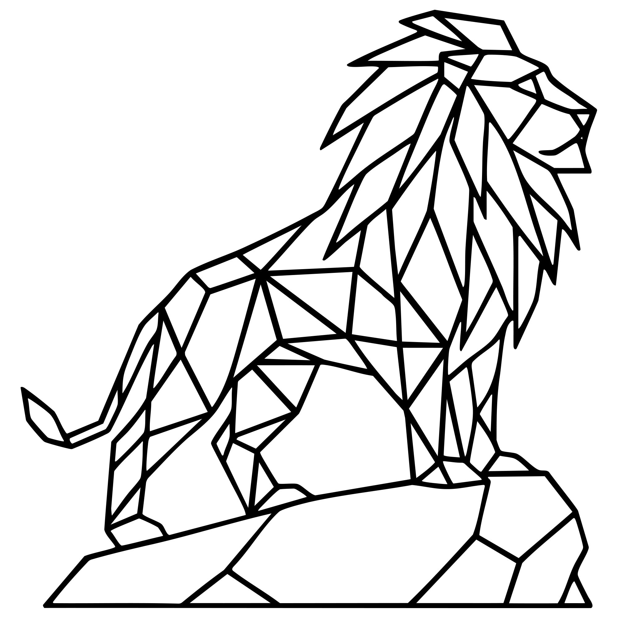 Geometric Lion DXF File – CNC Cutting Design | AWLION563
