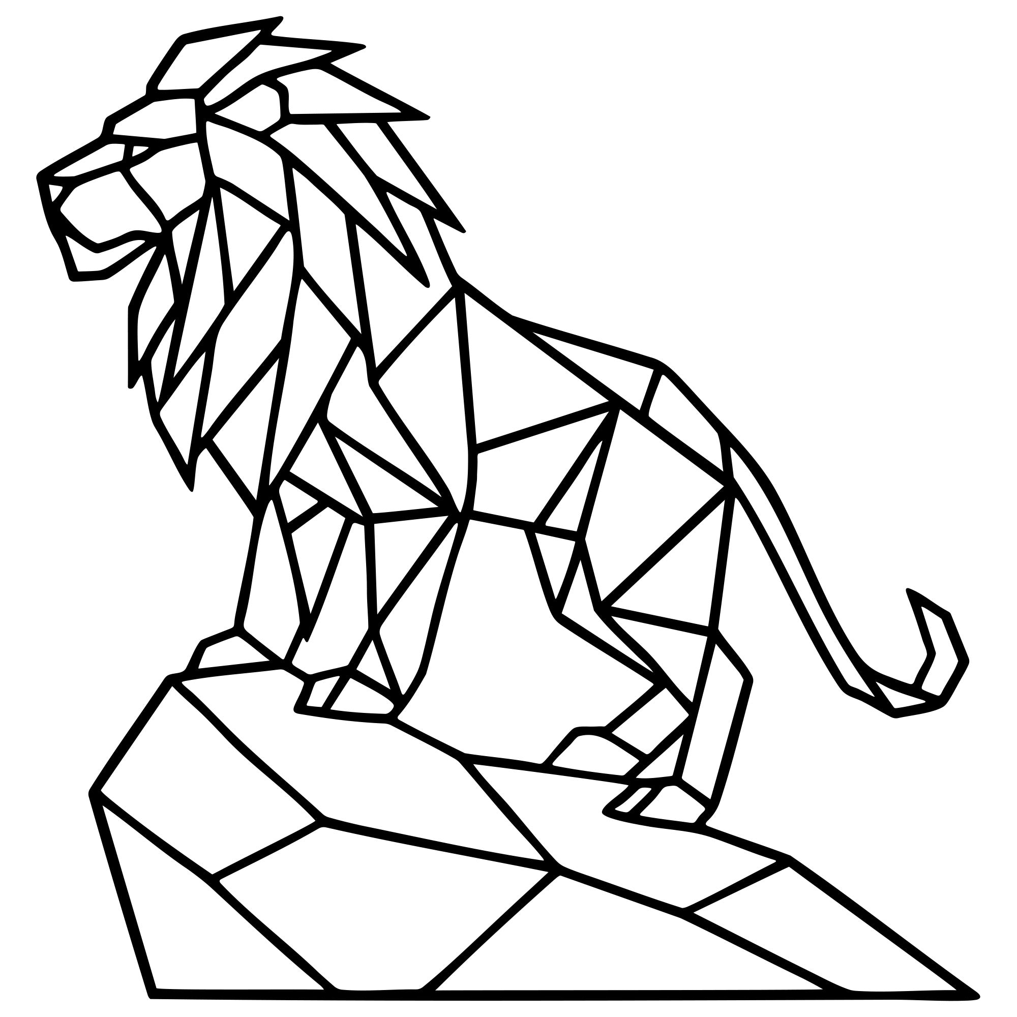 Geometric Lion DXF File – CNC Cutting Design | AWLION564