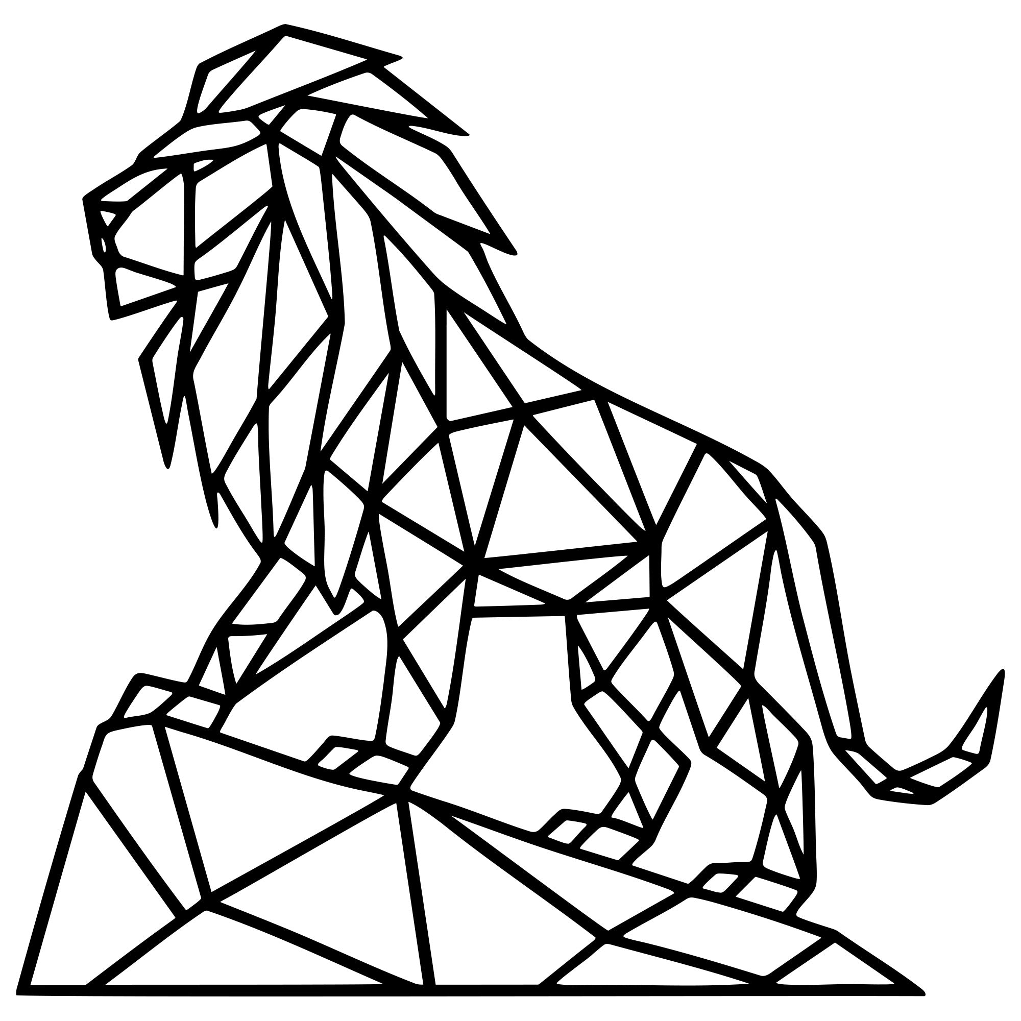Geometric Lion DXF File – CNC Cutting Design | AWLION565