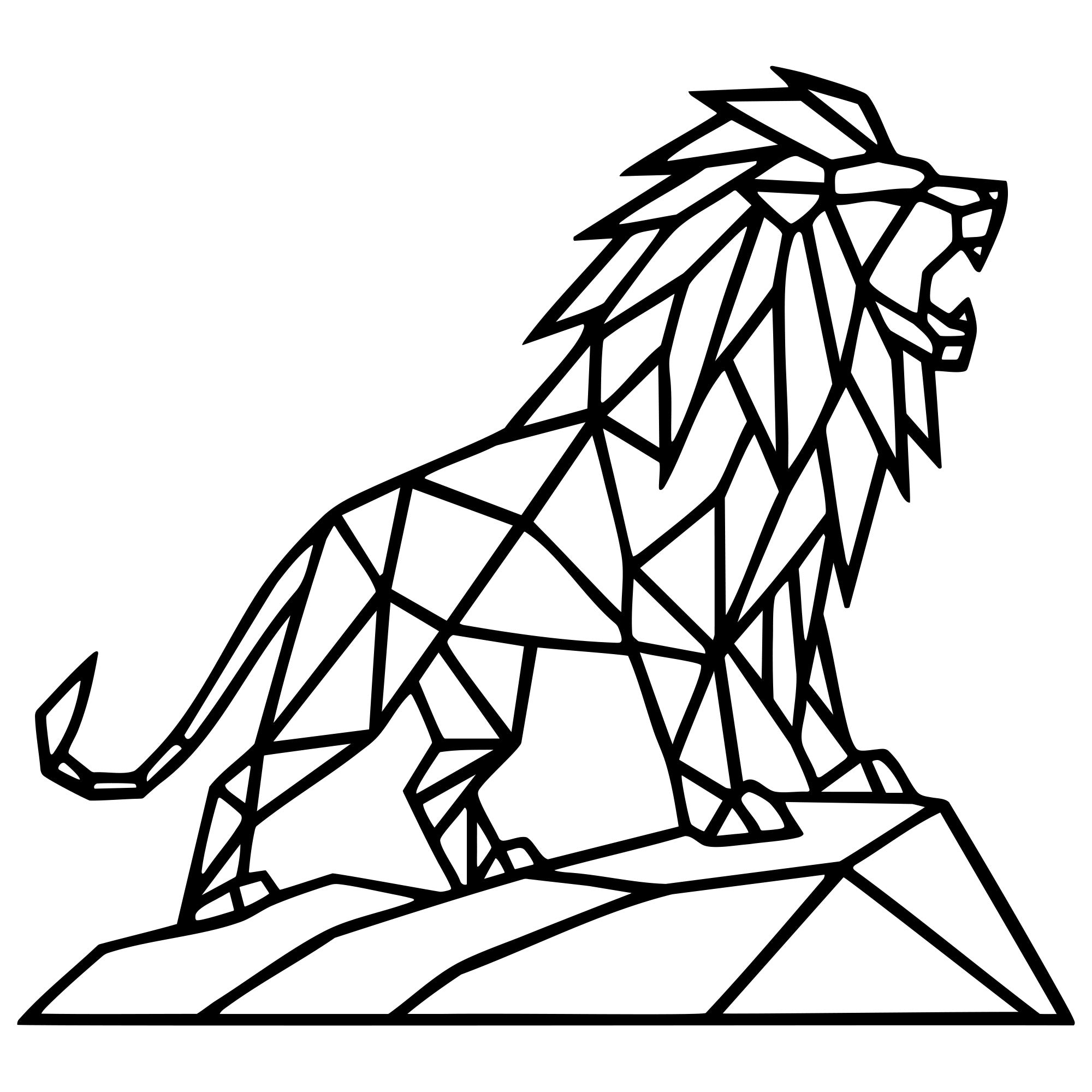 Geometric Lion DXF File – CNC Cutting Design | AWLION566
