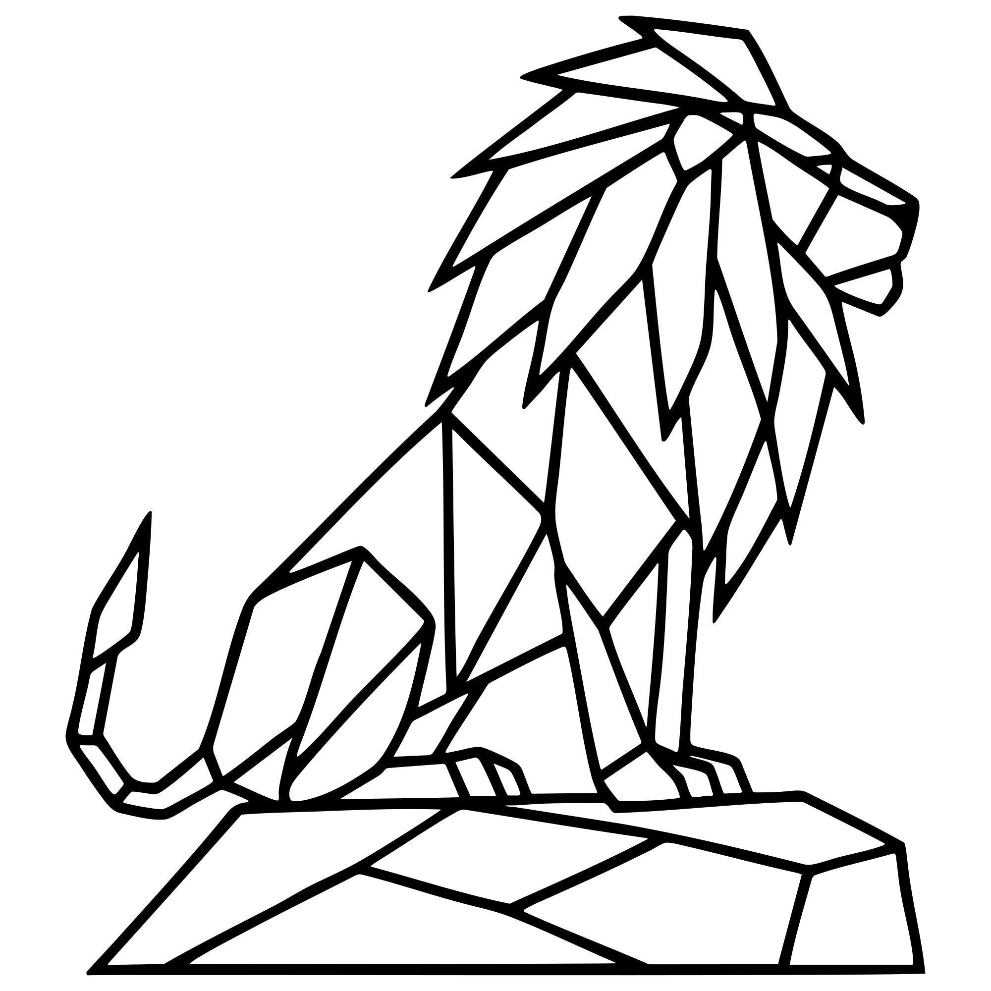 Geometric Lion DXF File – CNC Cutting Design | AWLION568