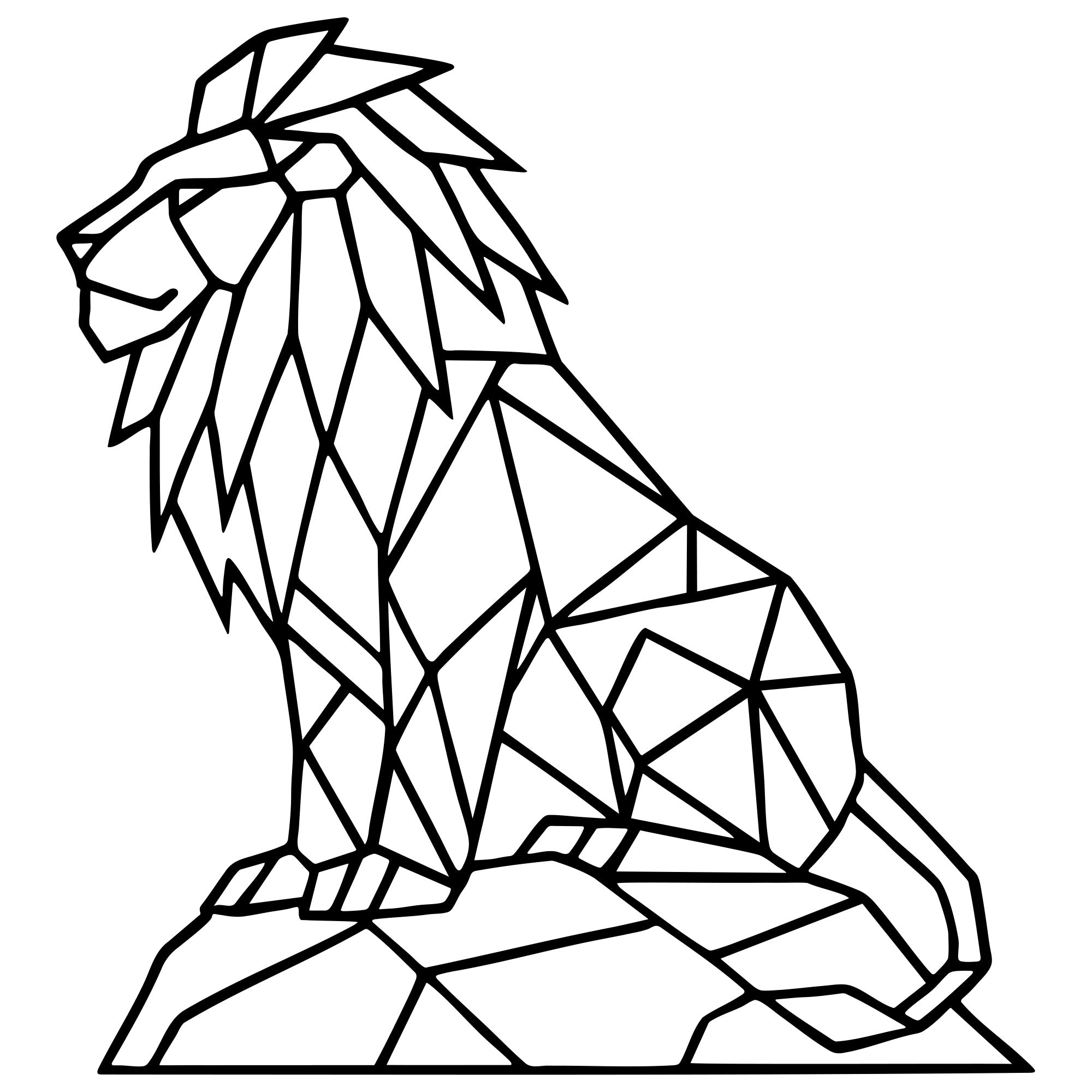 Geometric Lion DXF File – CNC Cutting Design | AWLION570