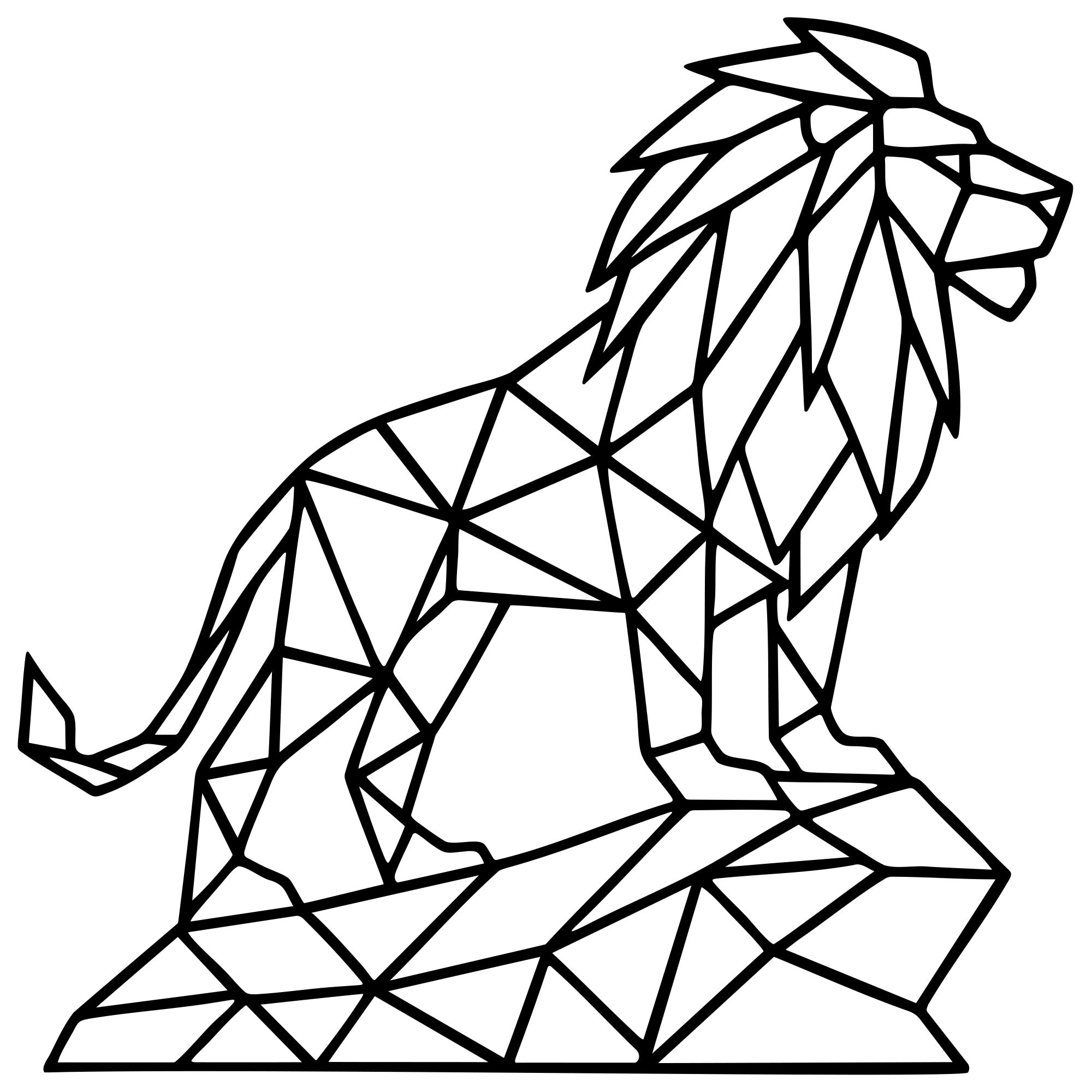 Geometric Lion DXF File – CNC Cutting Design | AWLION571