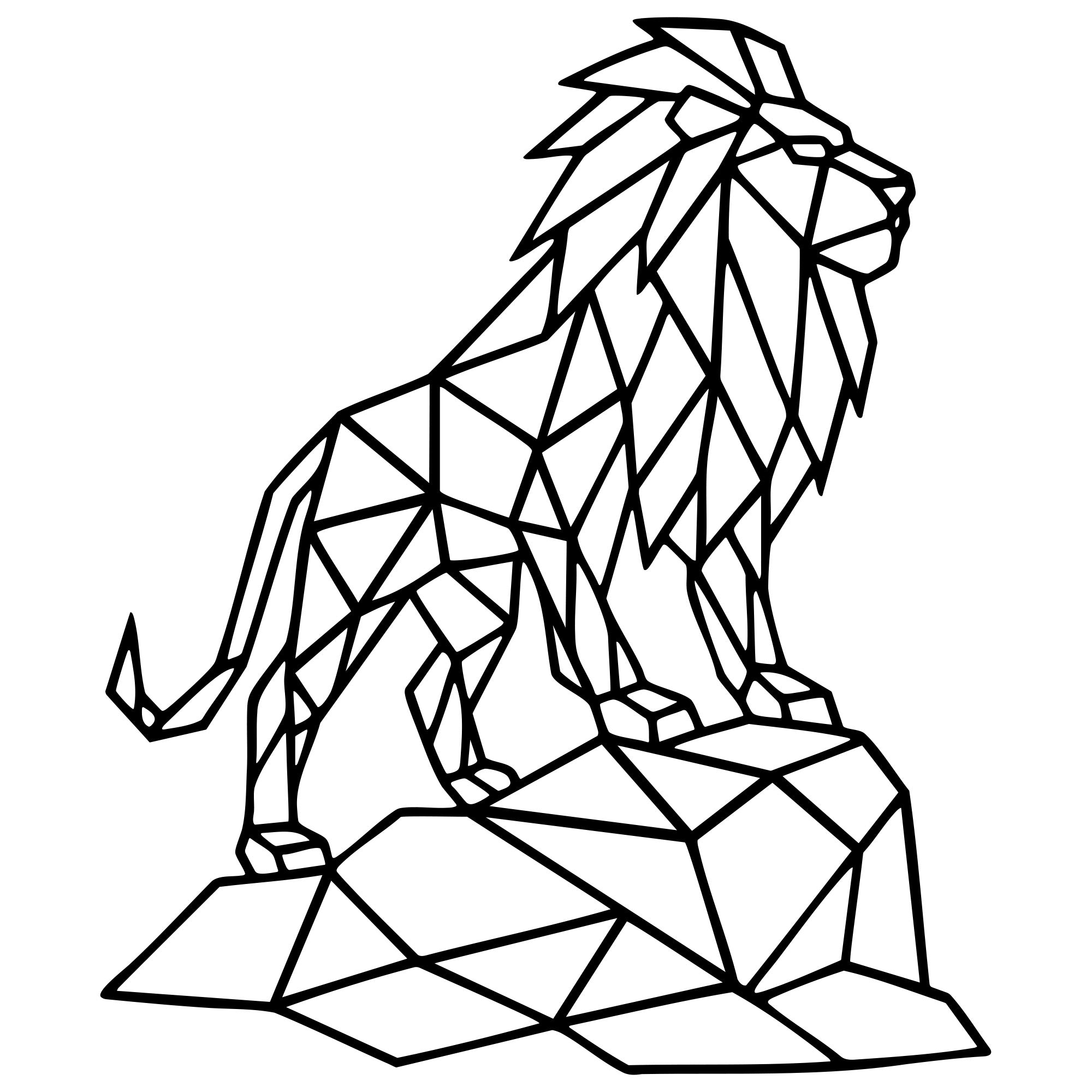 Geometric Lion DXF File – CNC Cutting Design | AWLION573