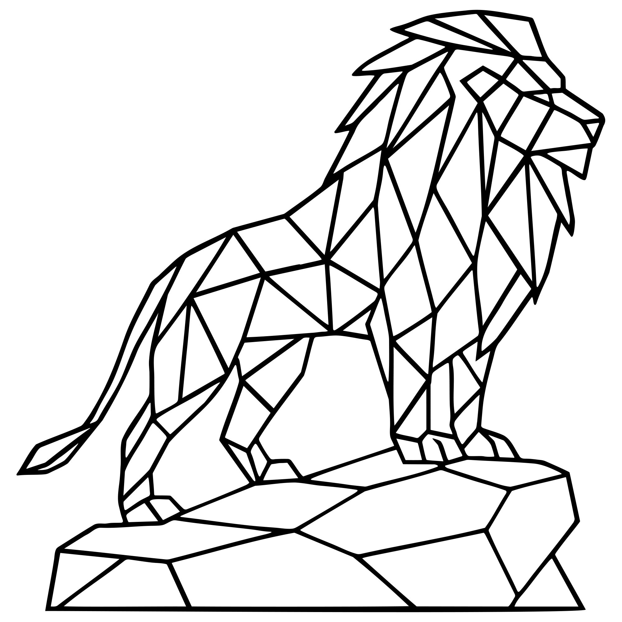Geometric Lion DXF File – CNC Cutting Design | AWLION574