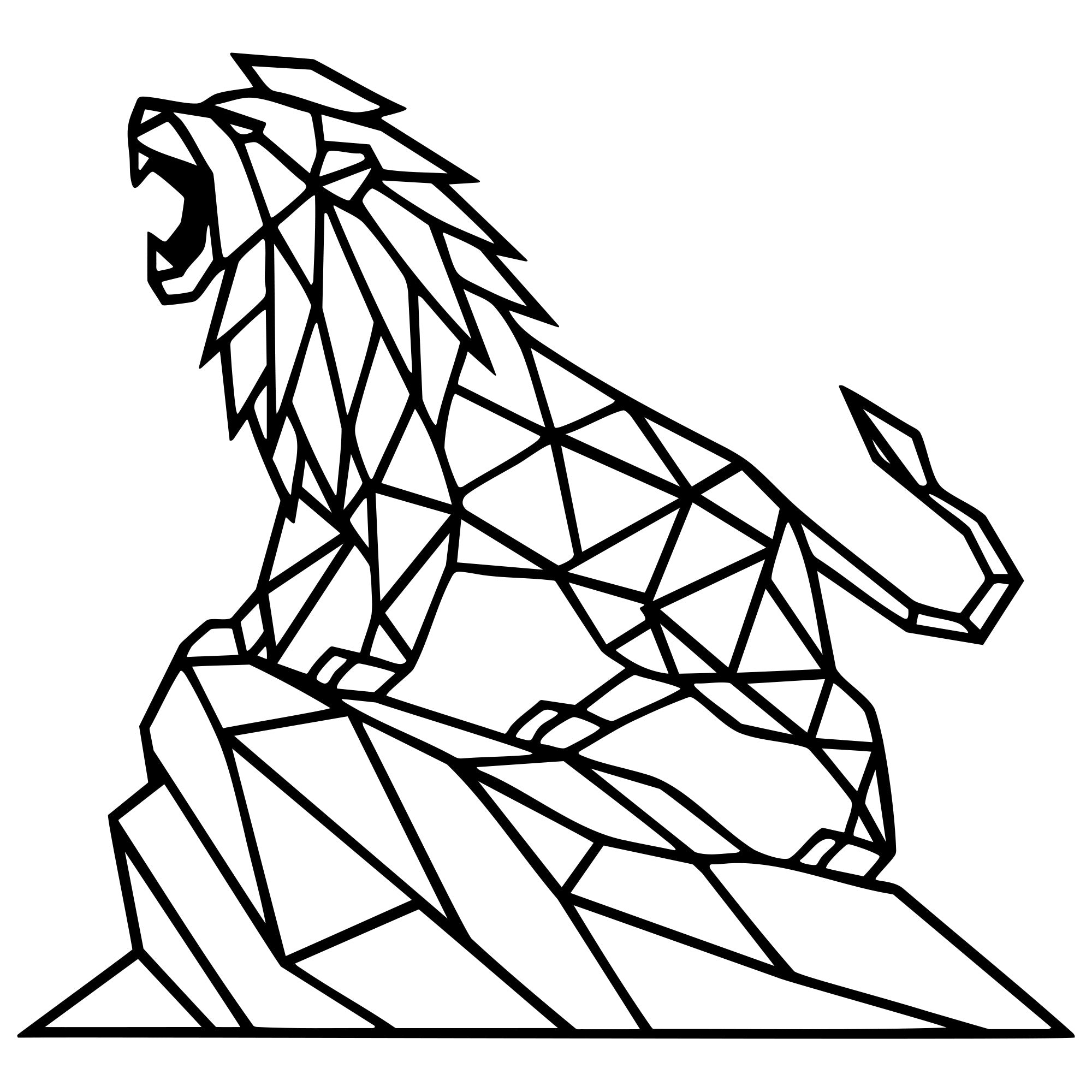Geometric Lion DXF File – CNC Cutting Design | AWLION575