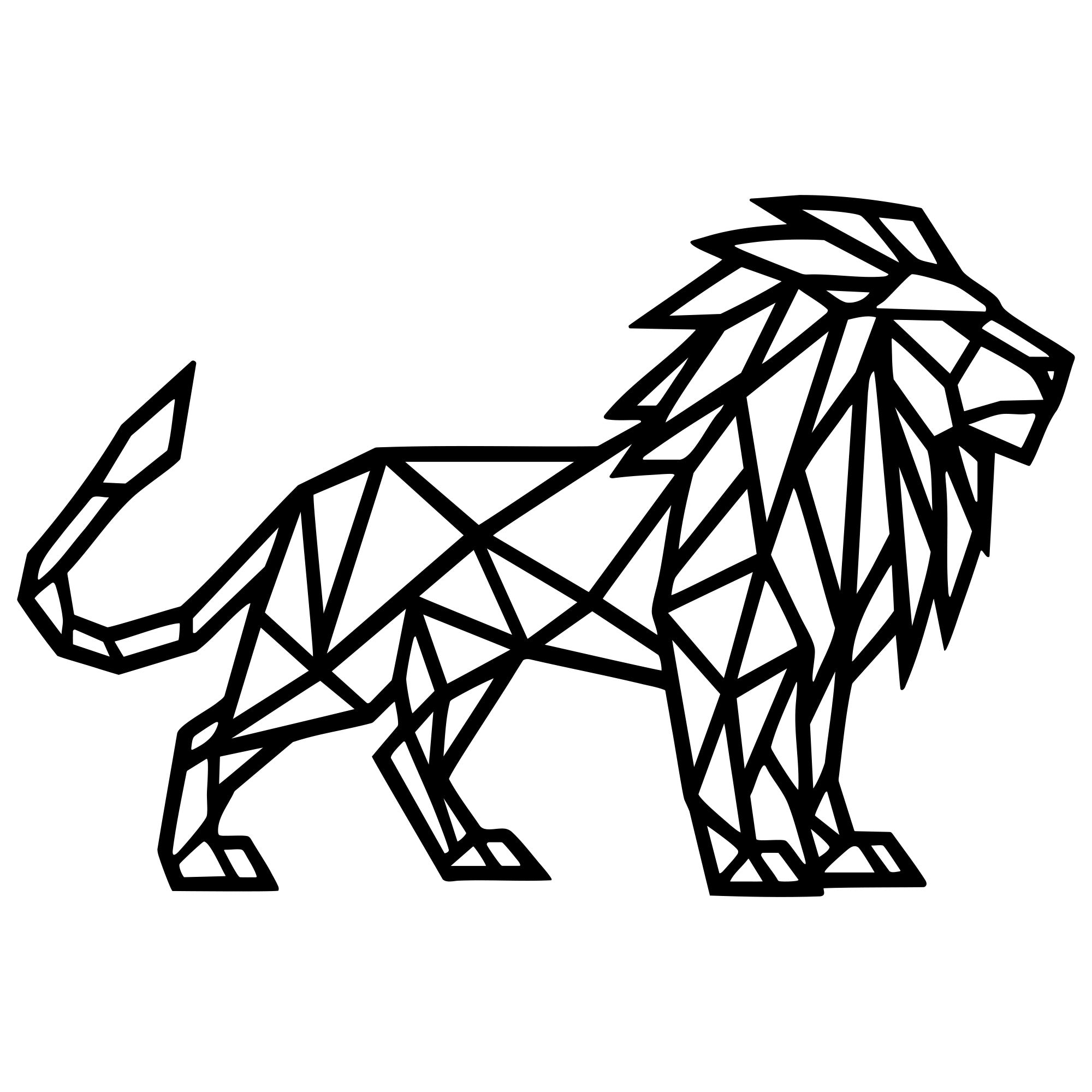 Geometric Lion DXF File – CNC Cutting Design | AWLION576